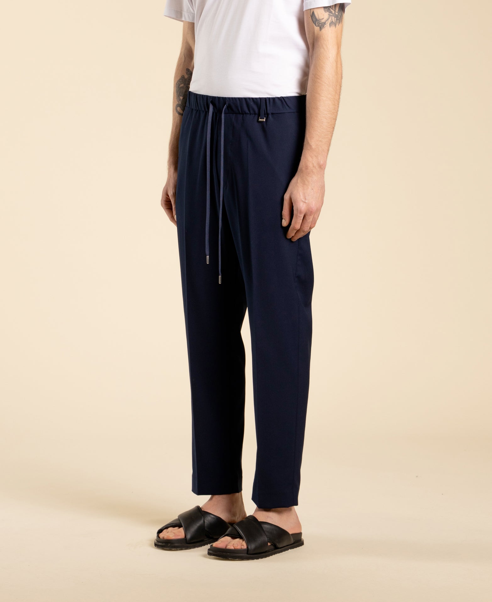 Pantalon coupe droite avec cordon de serrage - Bleu