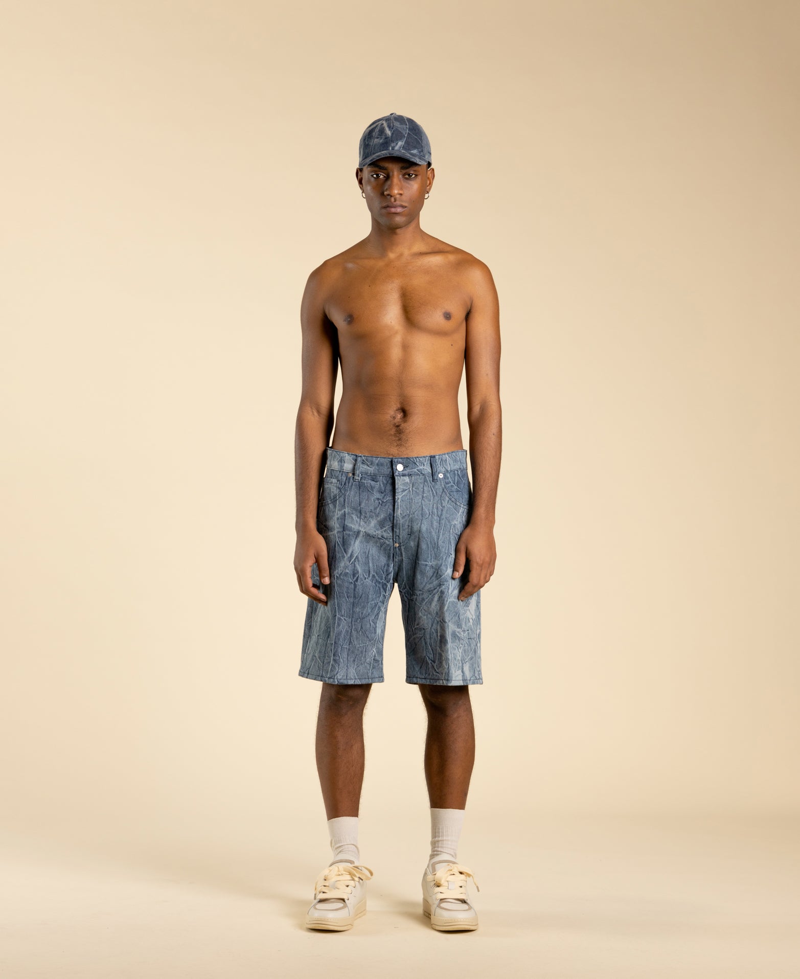 casquette de baseball en coton denim bleu