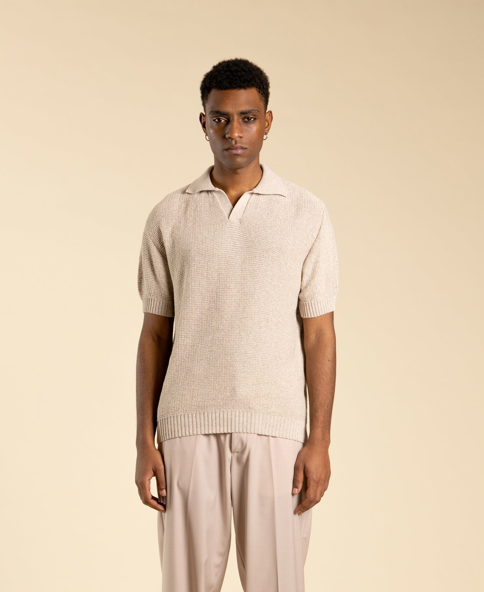 Polo en maille coupe classique - Rose poudré