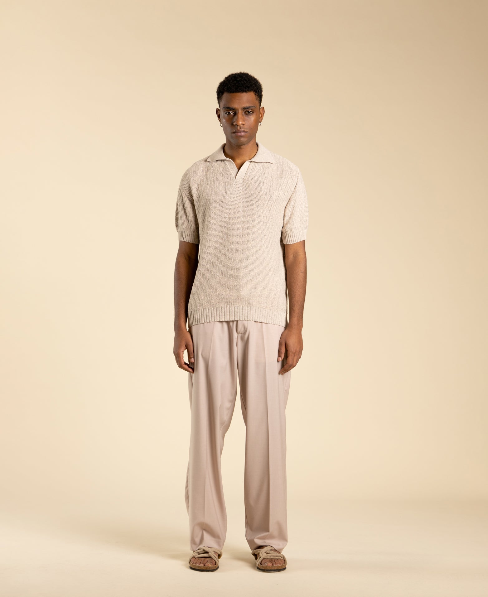 Polo en maille coupe classique - Rose poudré