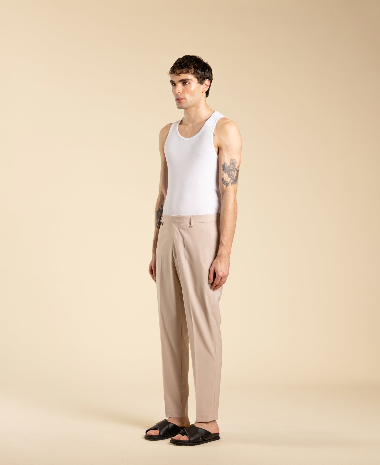 Pantalon coupe droite avec poche américaine - Poudre