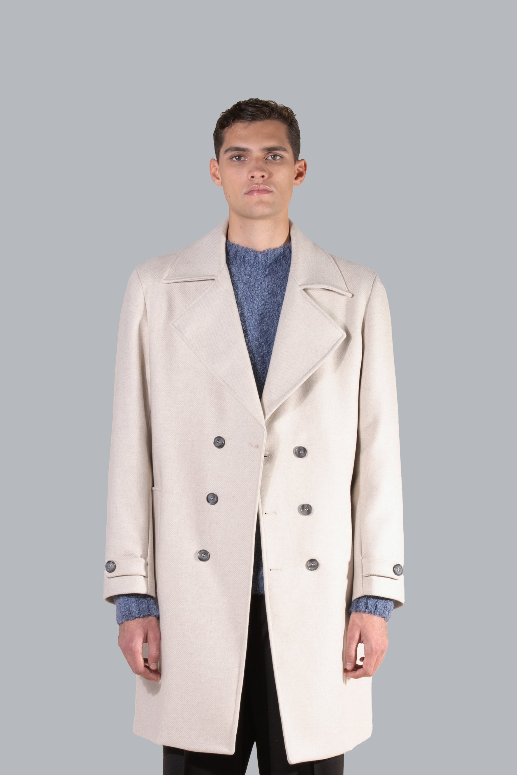 Manteau croisé en laine beige