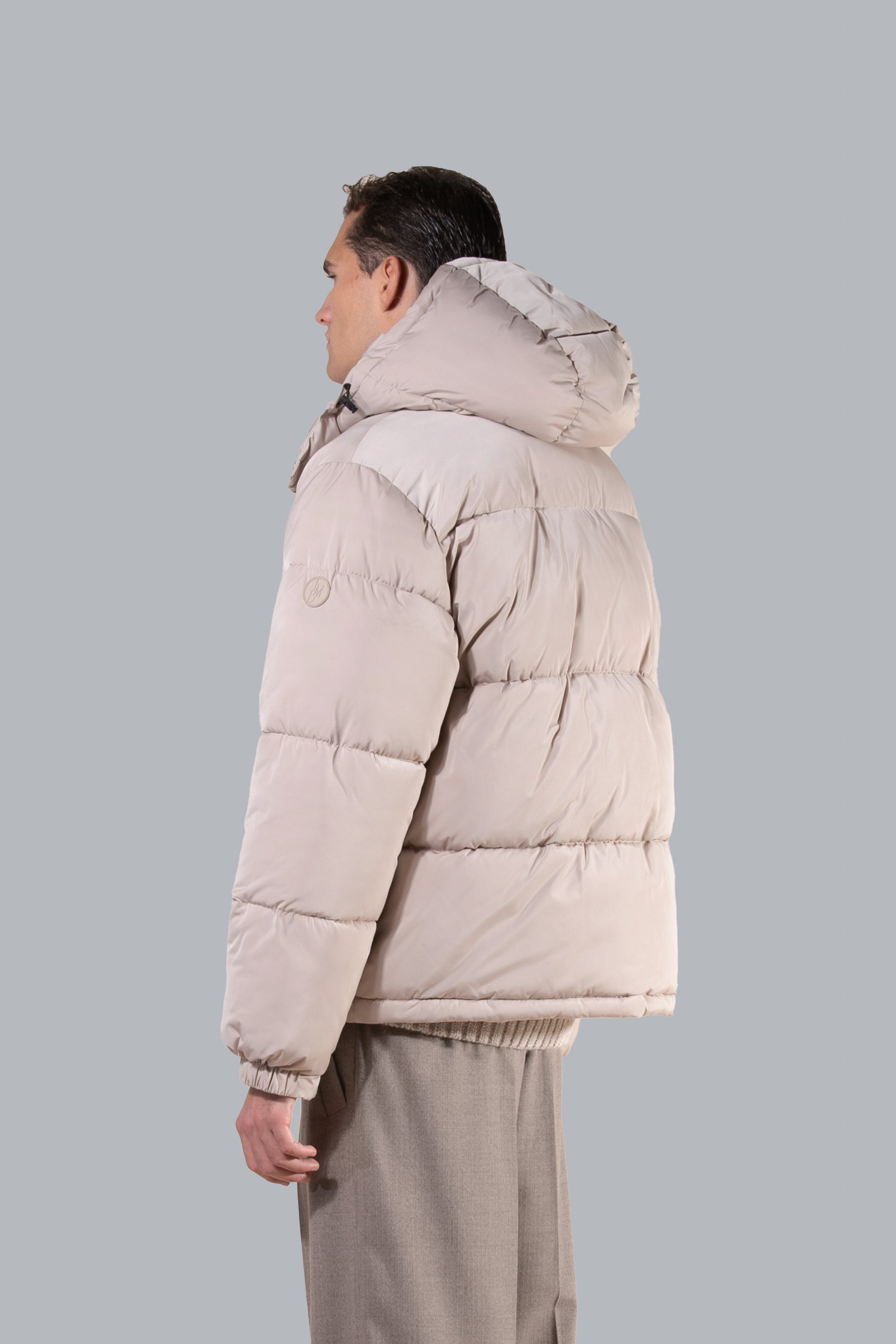 Doudoune à capuche coupe carrée - Beige