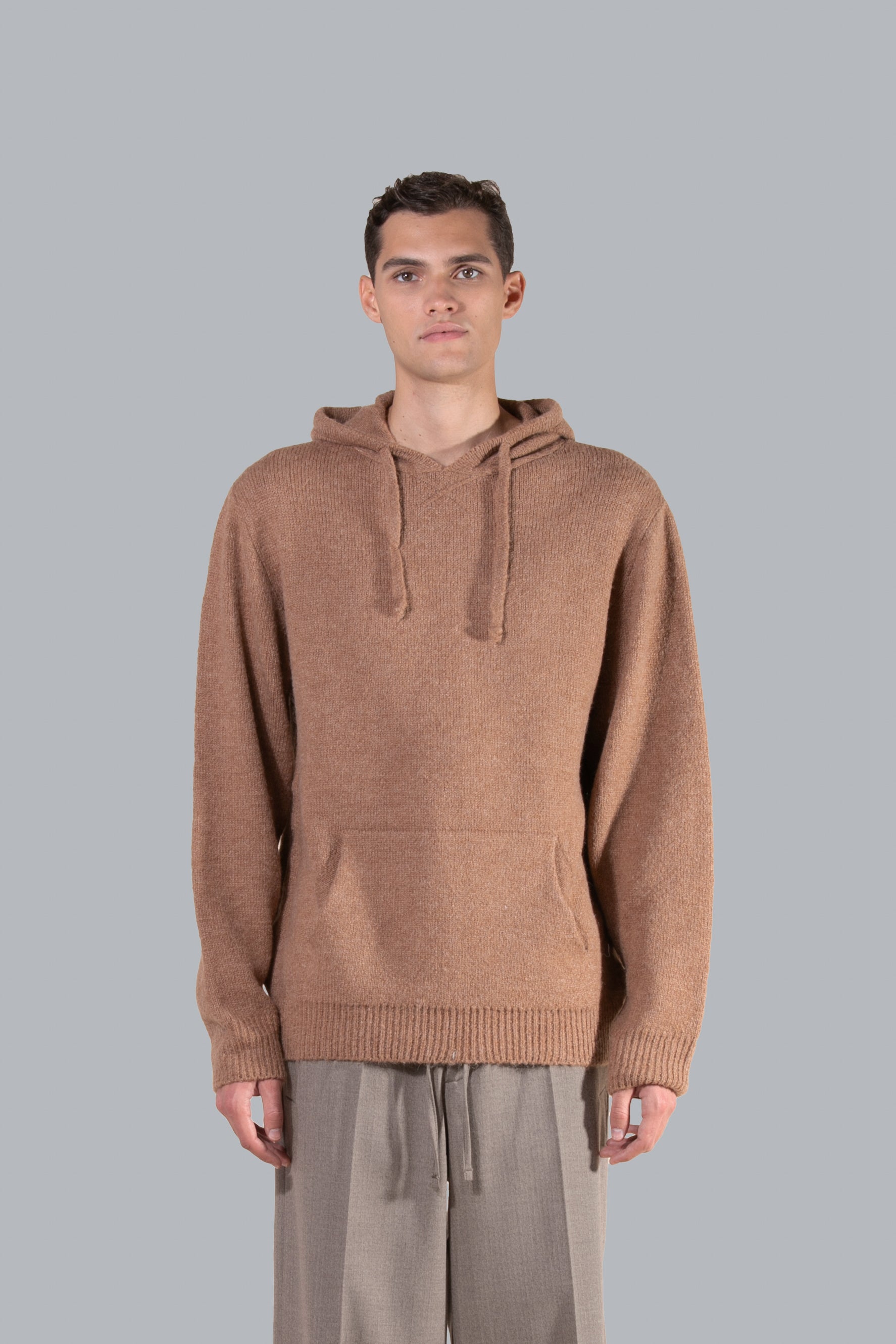 Pull à capuche en laine mélangée - Beige