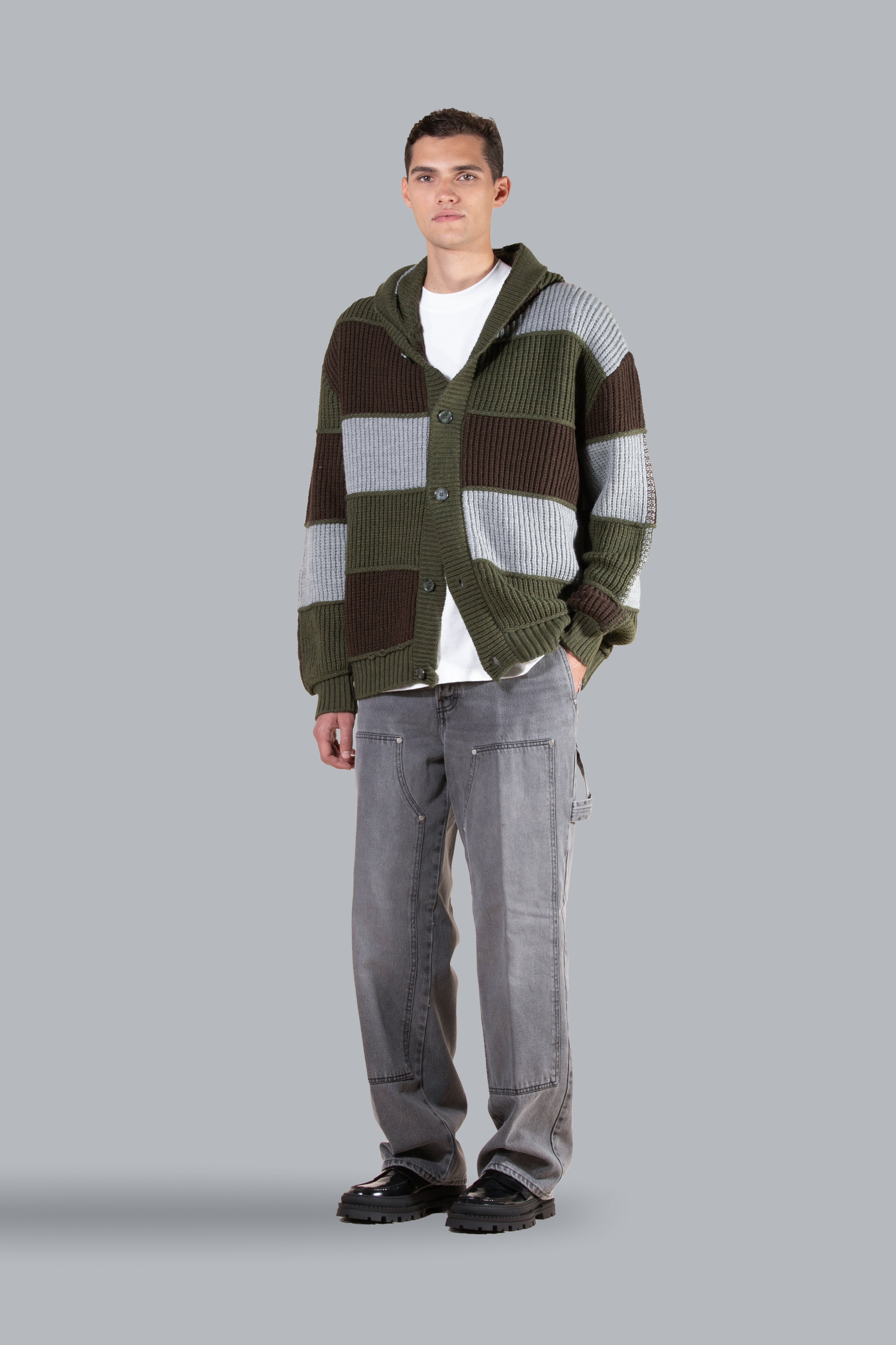 Gilet patchwork oversize à capuche