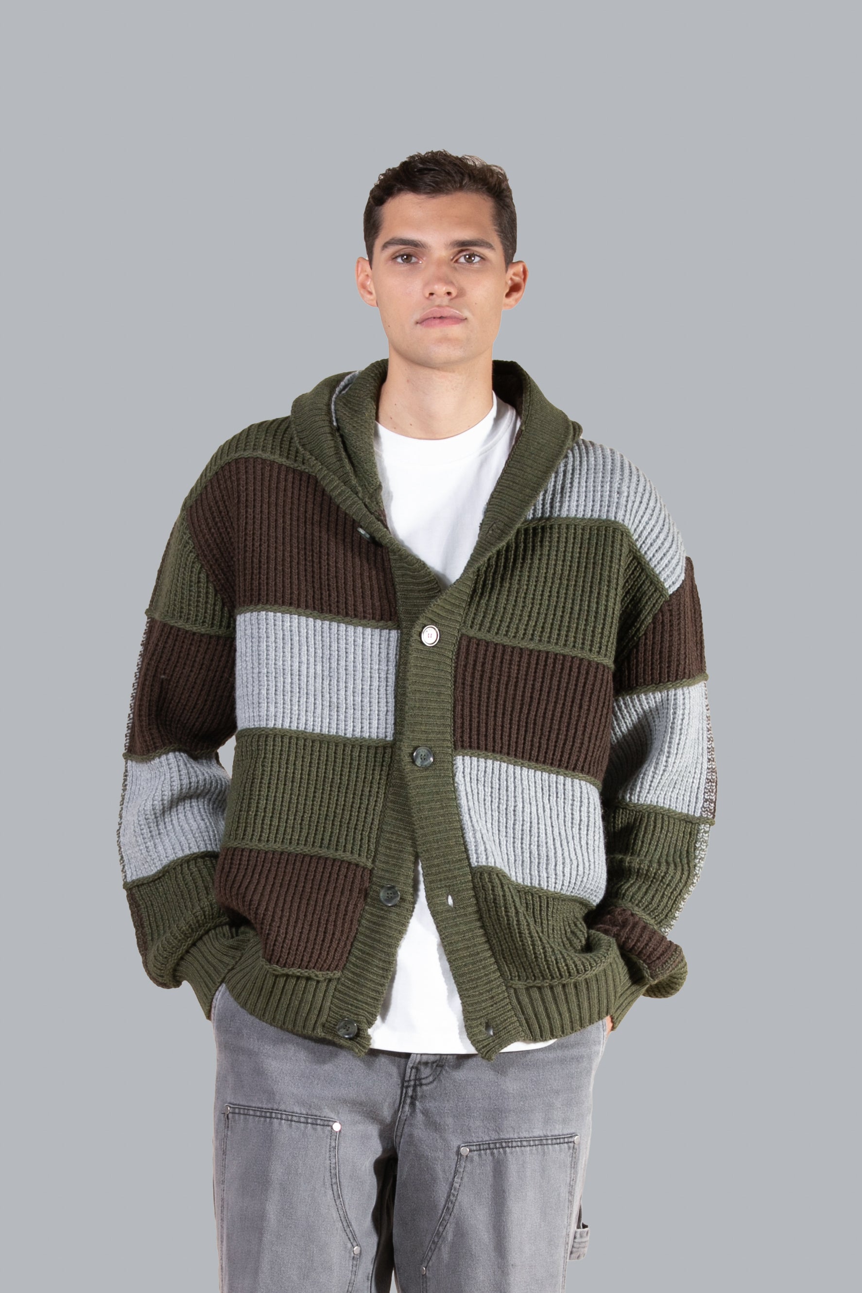 Gilet patchwork oversize à capuche