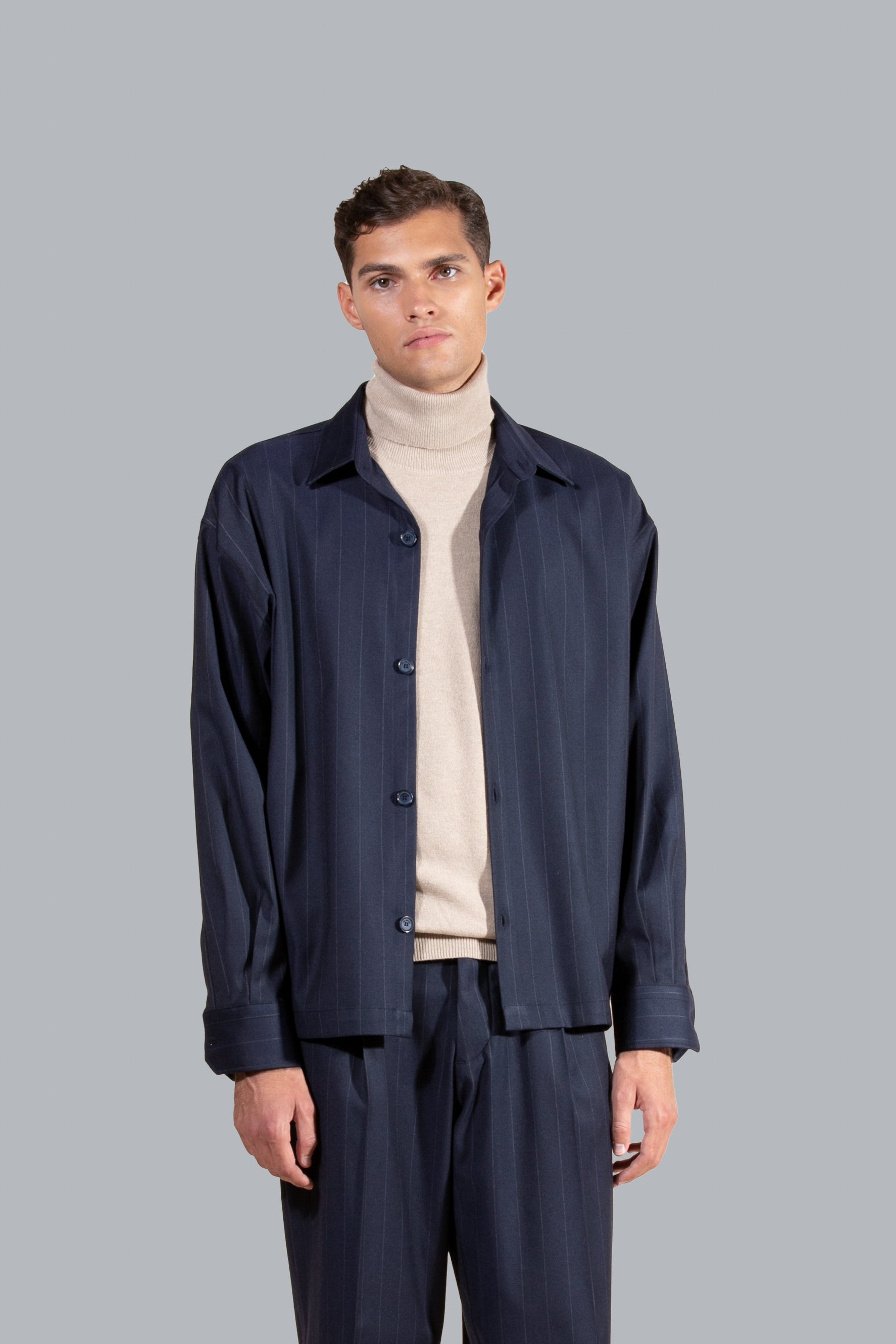 Pull à col roulé en mélange cachemire - Beige