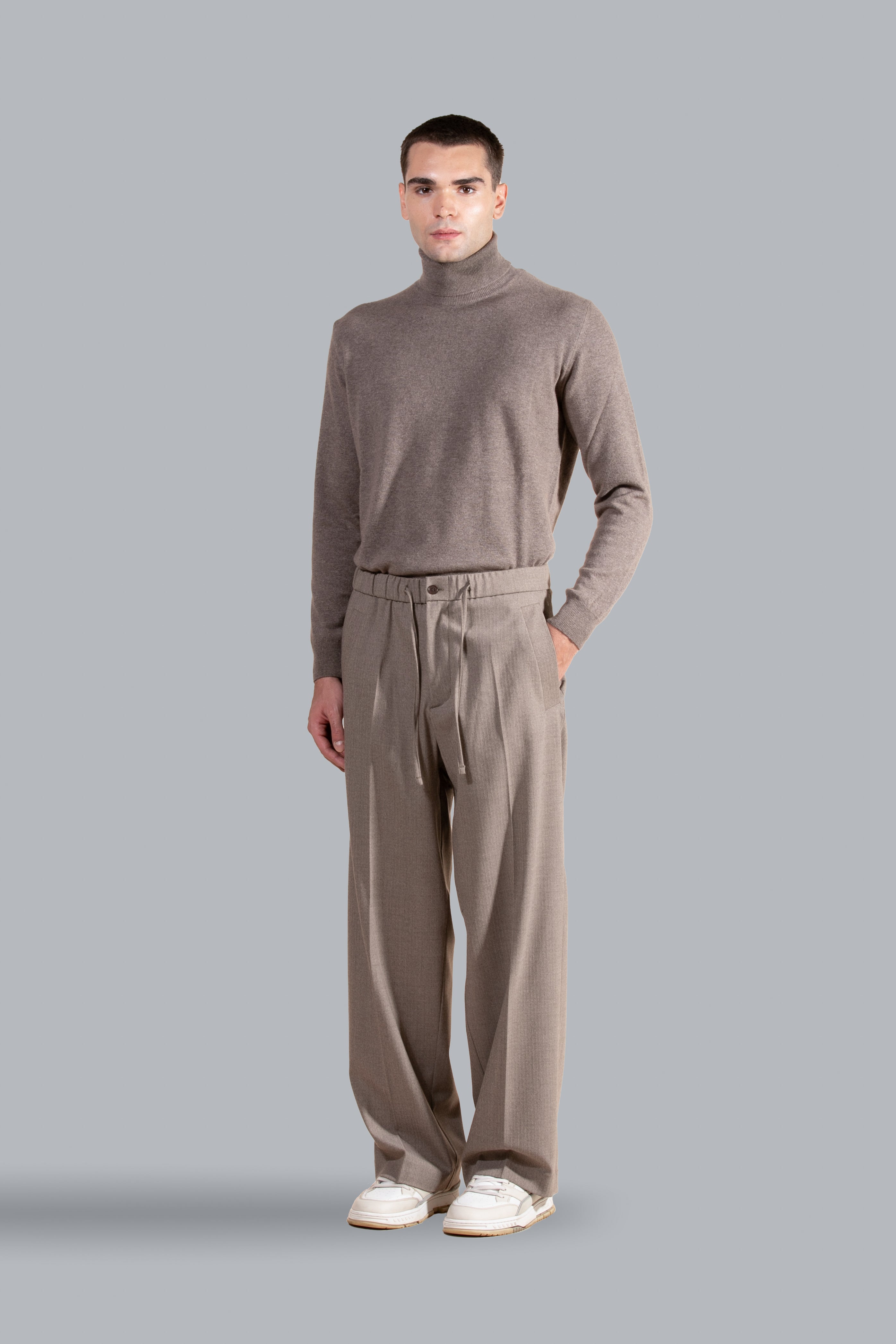 Maglia dolcevita in misto cachemire - Moro