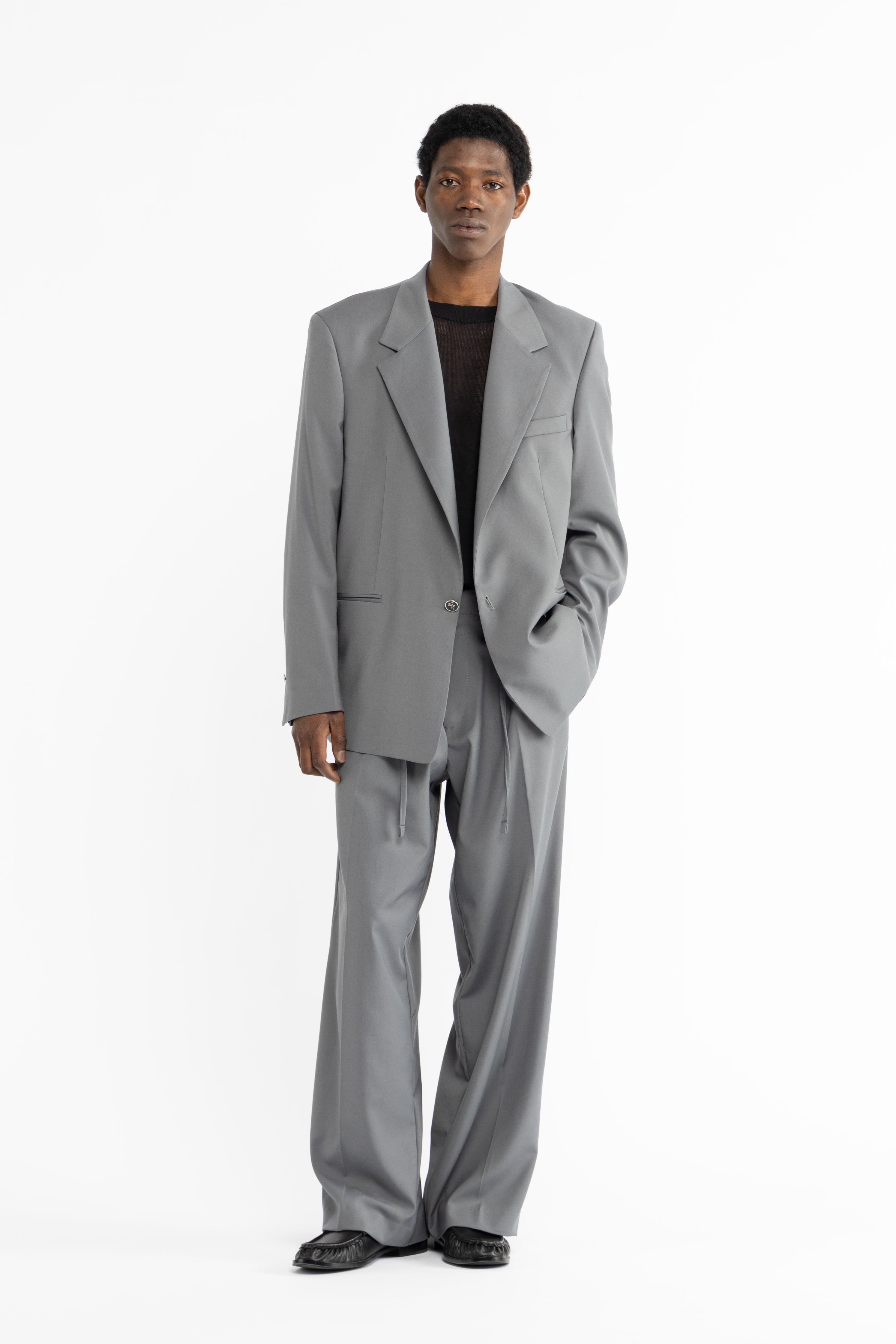 Pantalone con coulisse fondo molto ampio - Grigio