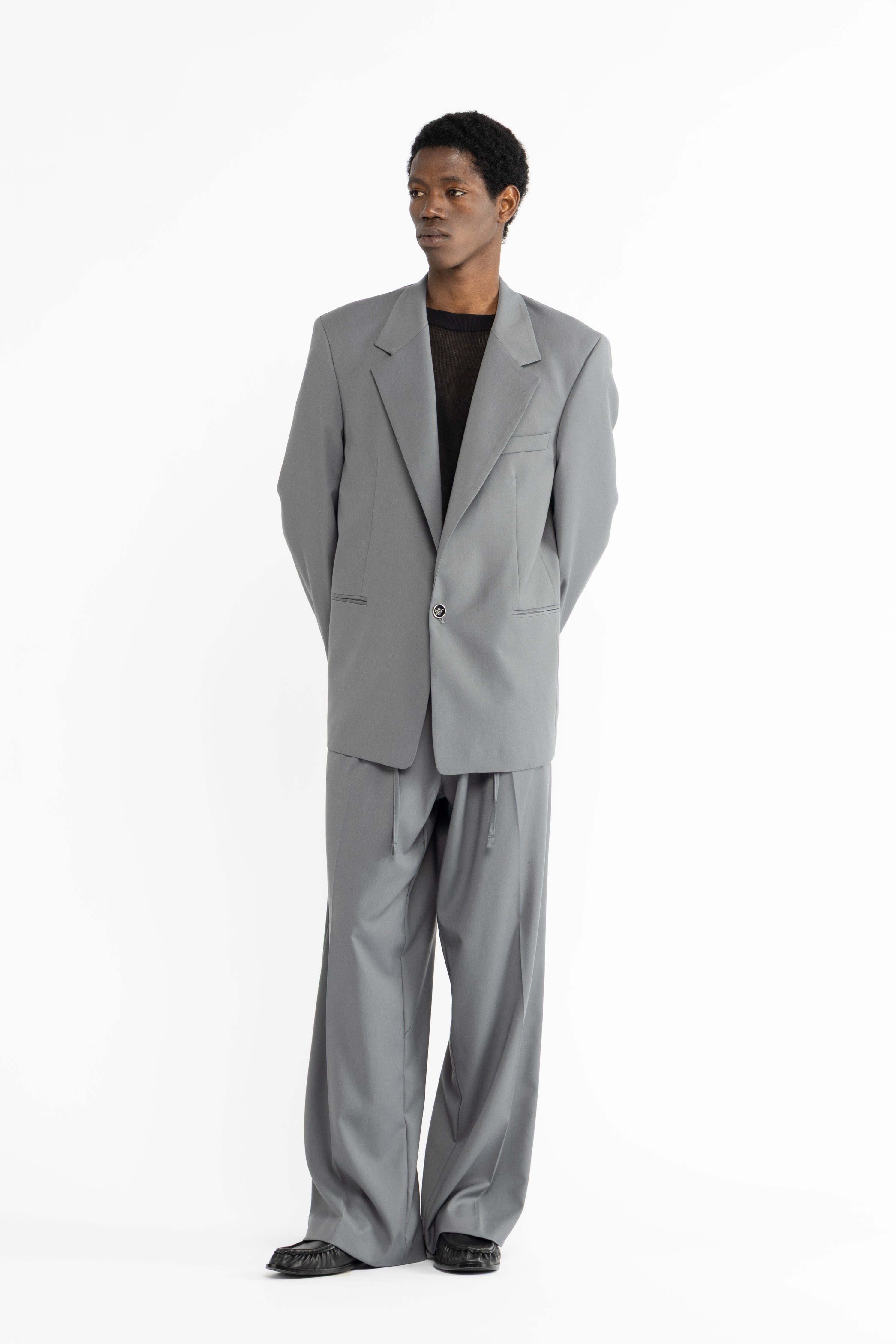 Pantalone con coulisse fondo molto ampio - Grigio