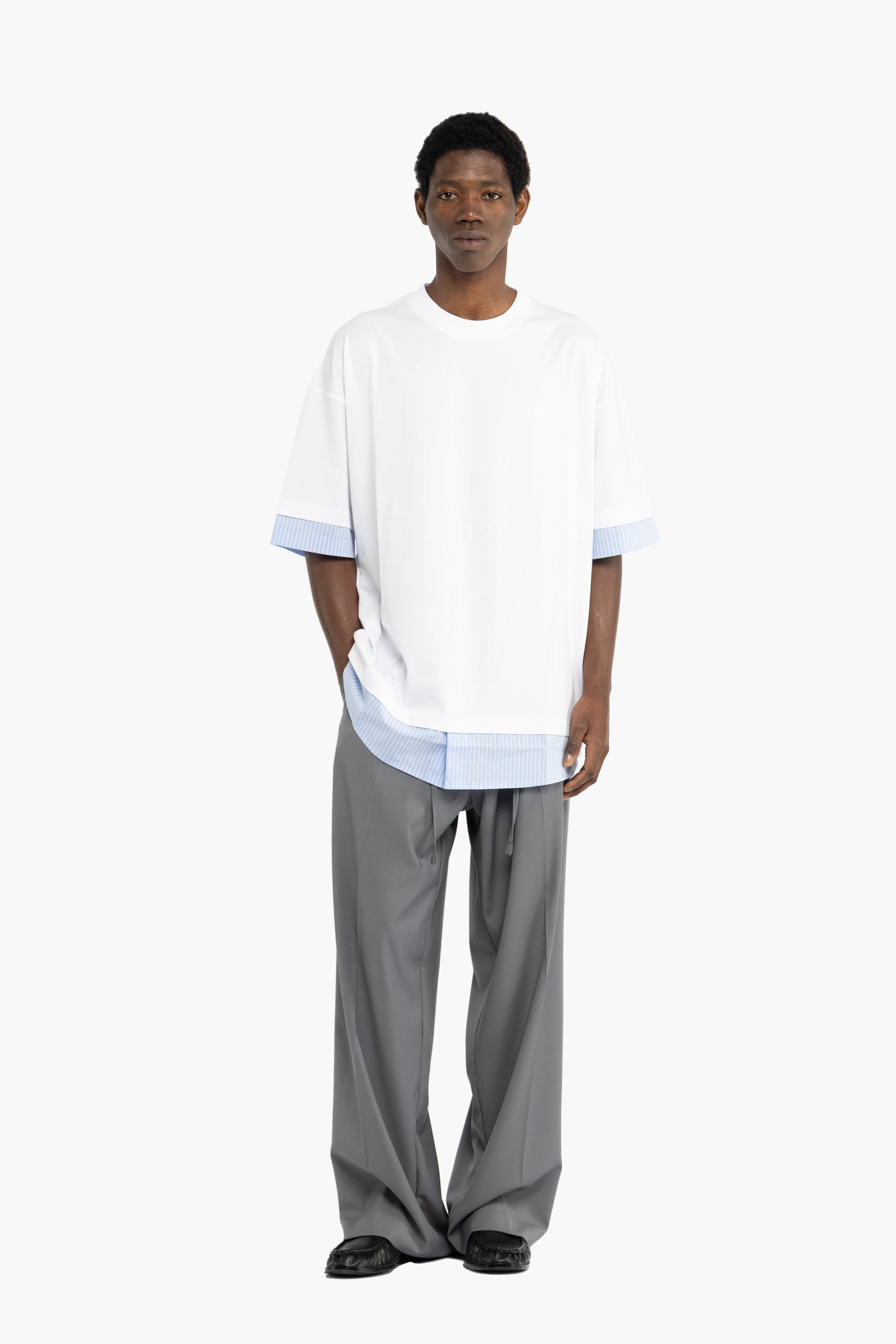 T-shirt in cotone a contrasto - Bianco