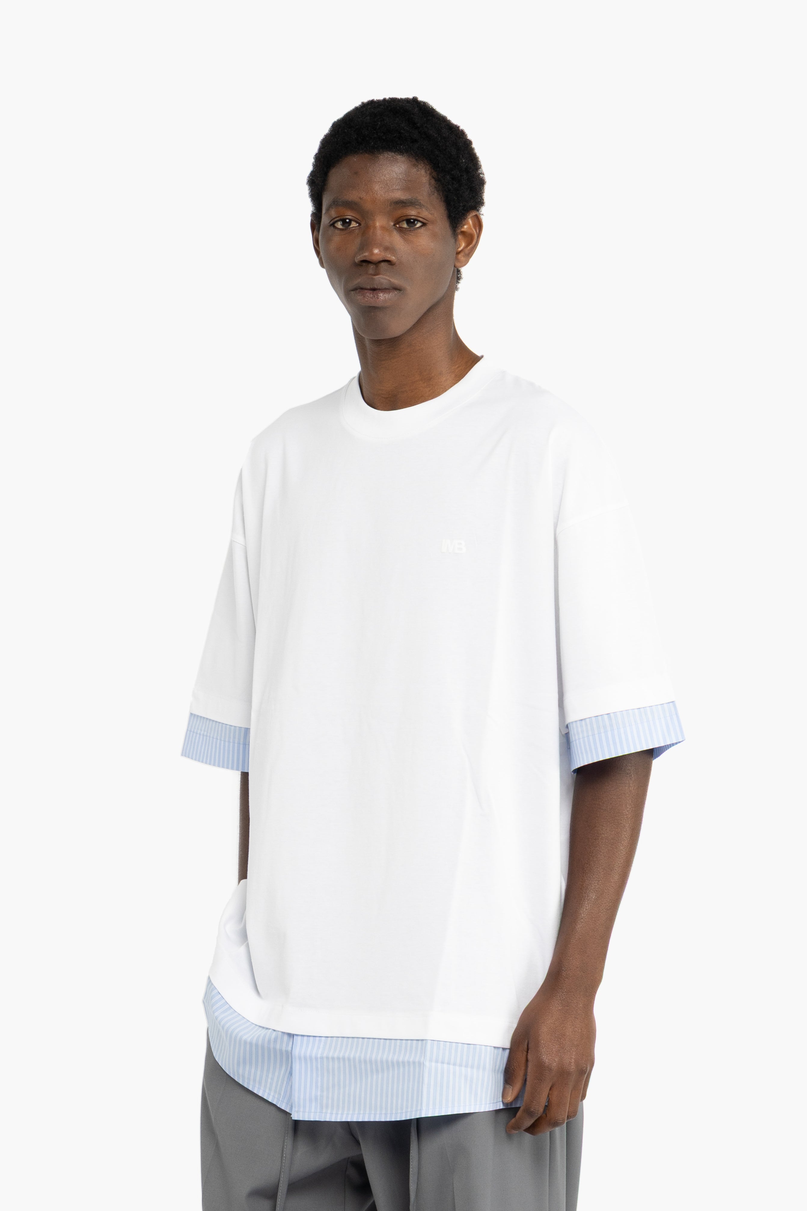 T-shirt in cotone a contrasto - Bianco