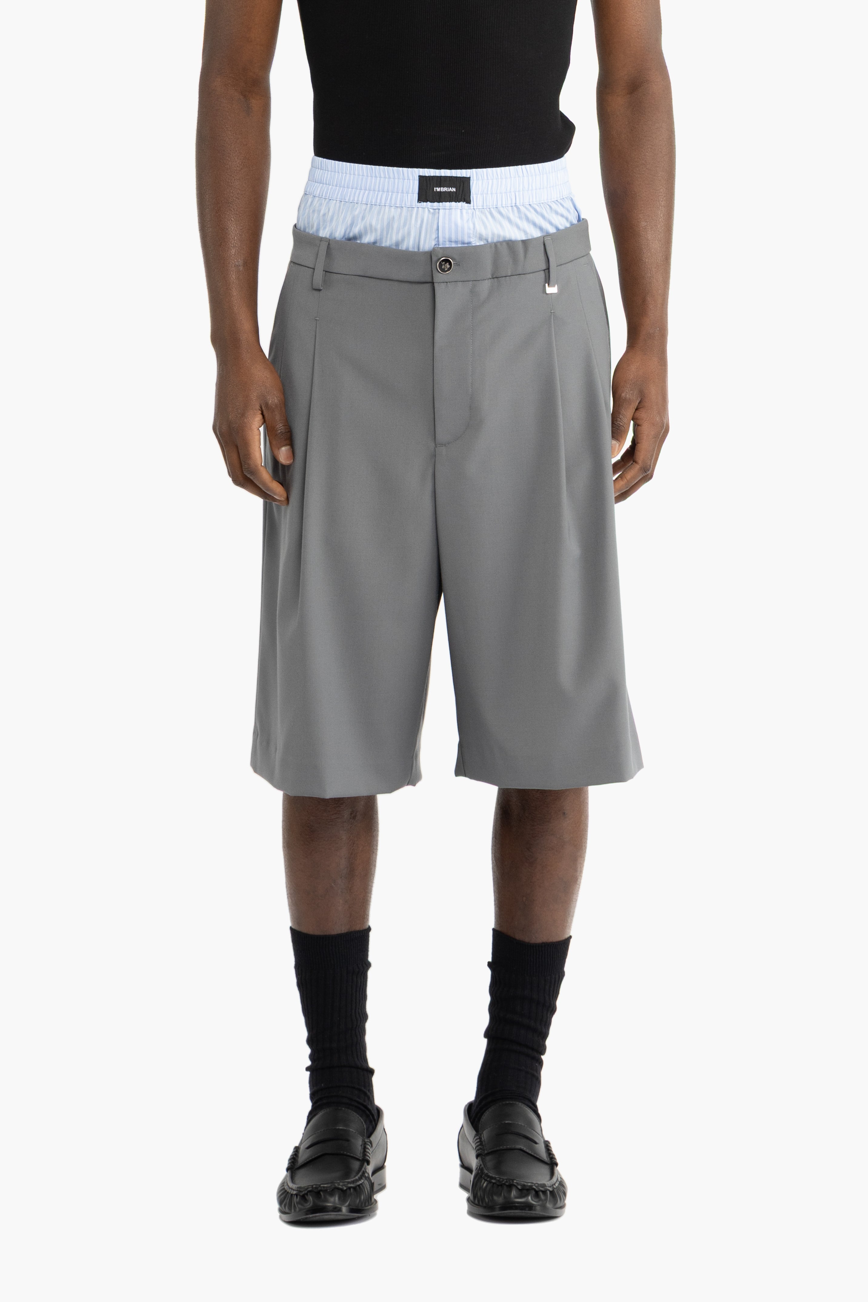 Bermuda oversize con elastico in cotone - Grigio