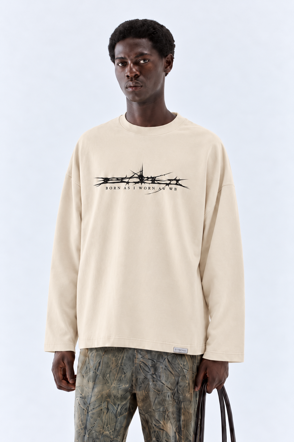 T-shirt in jersey con logo - Beige