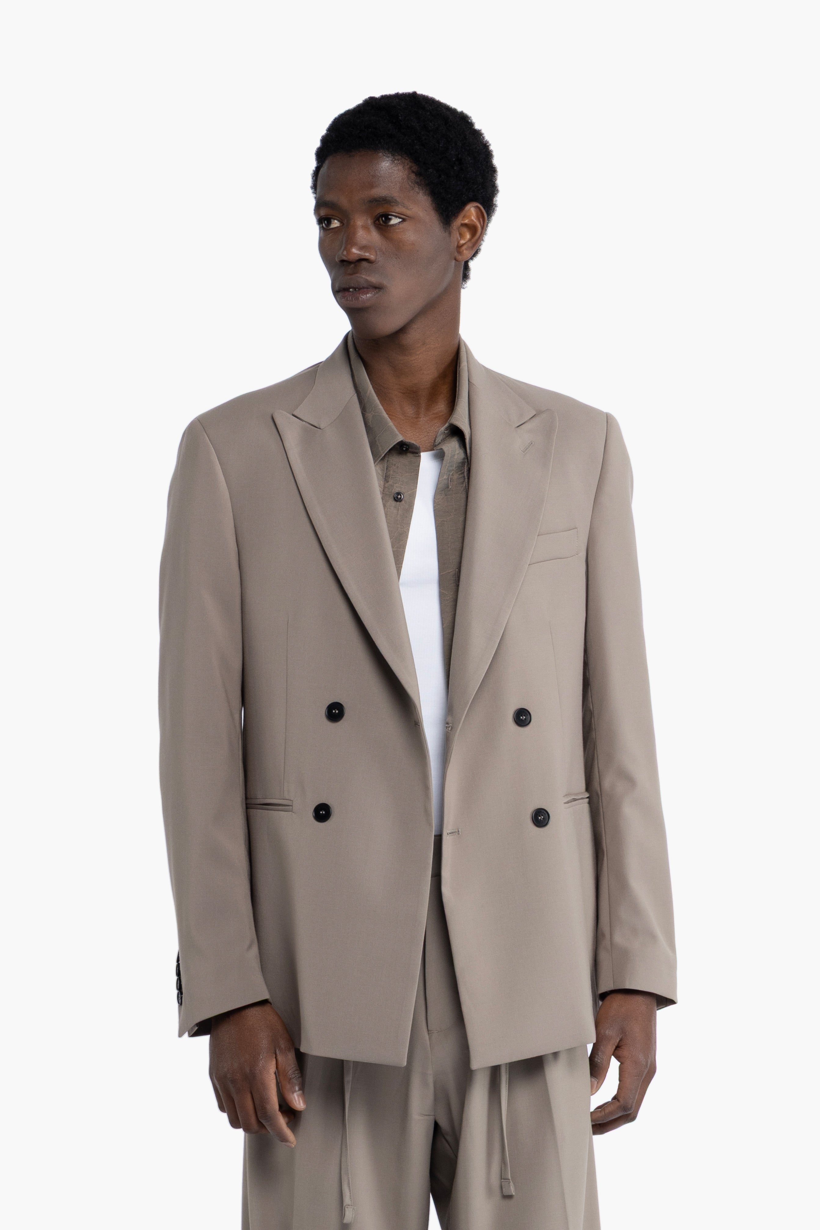 Giacca da abito doppiopetto - Taupe