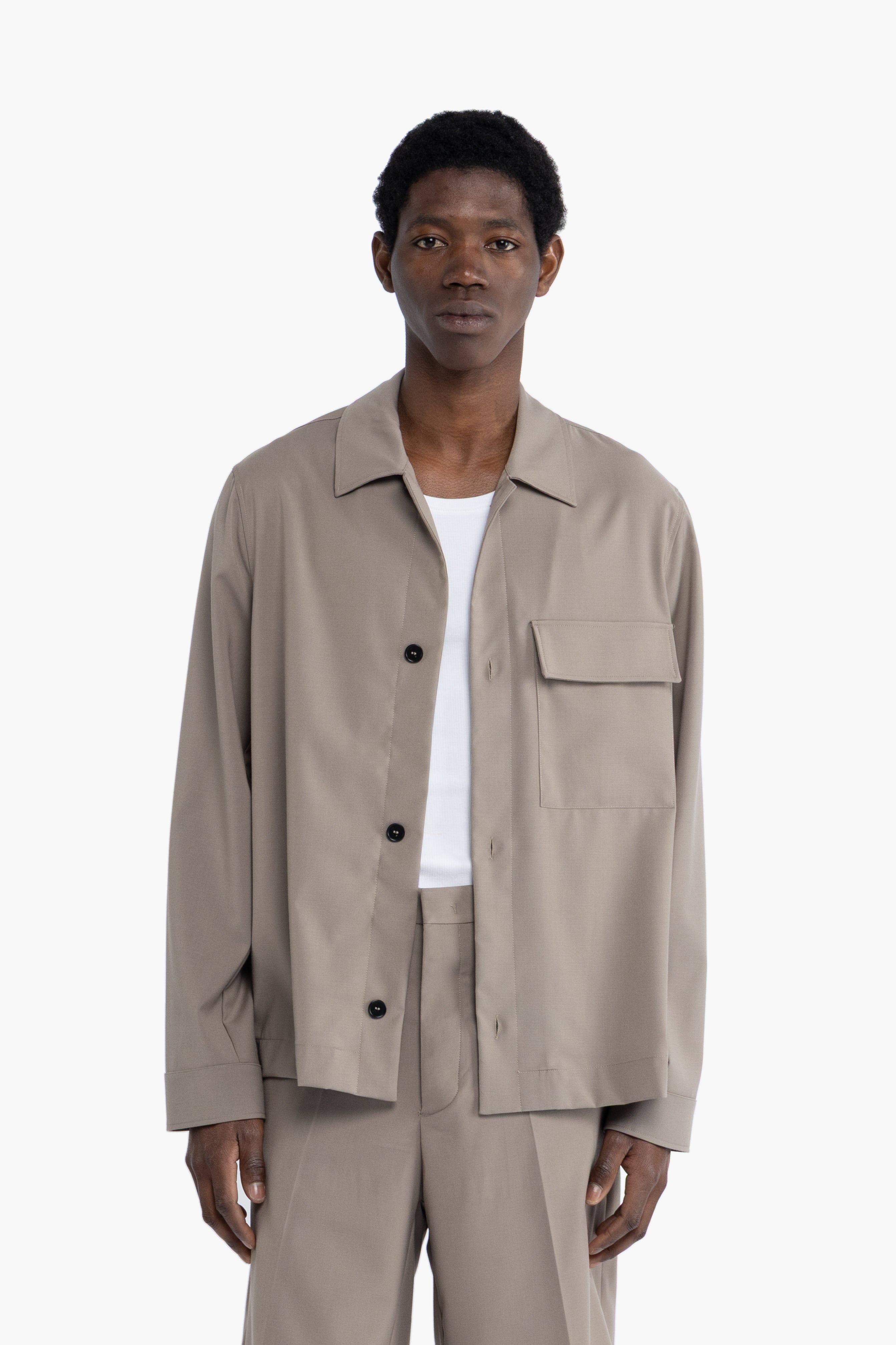 Giacca camicia sfoderata - Taupe