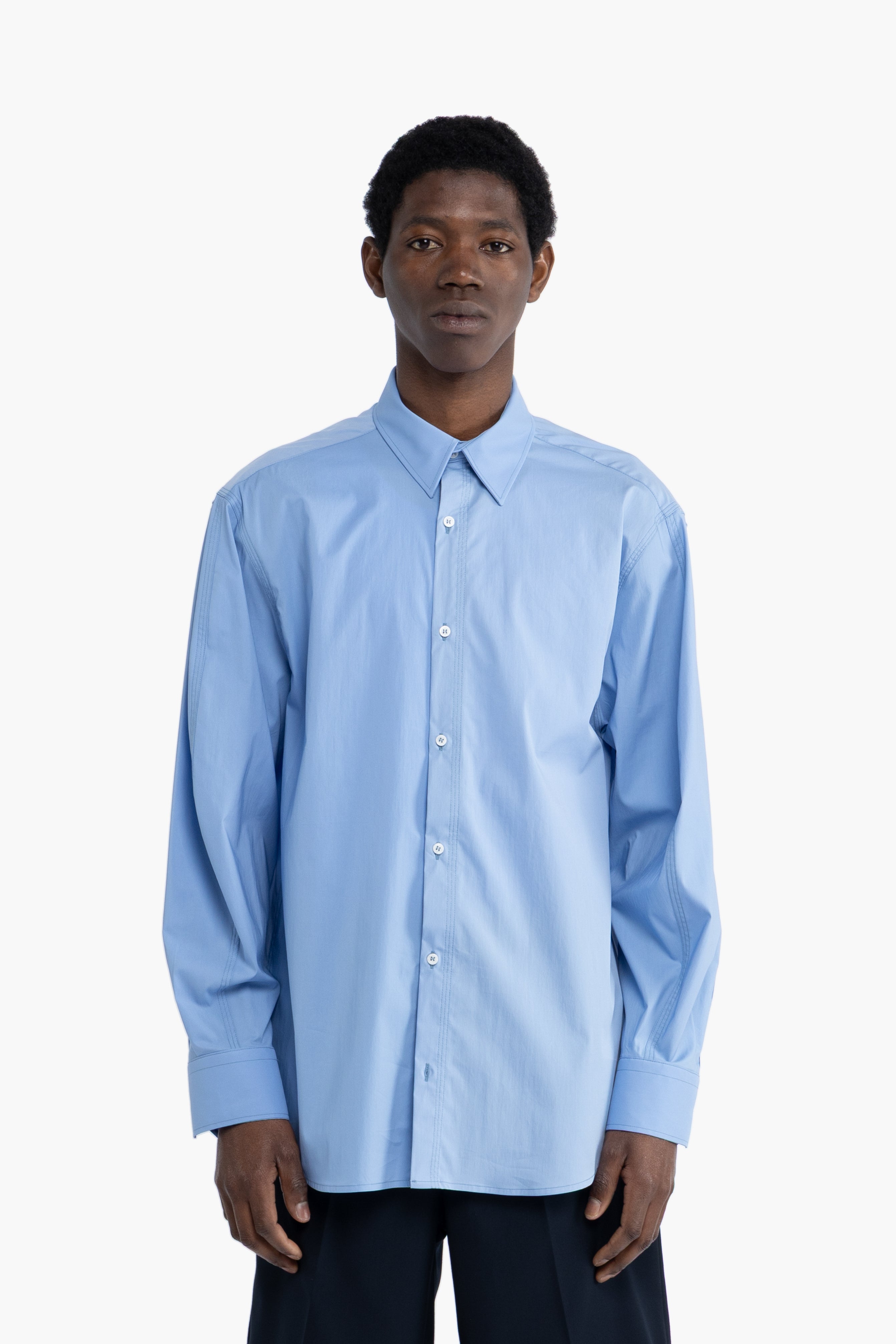 Camicia oversize in cotone - Celeste