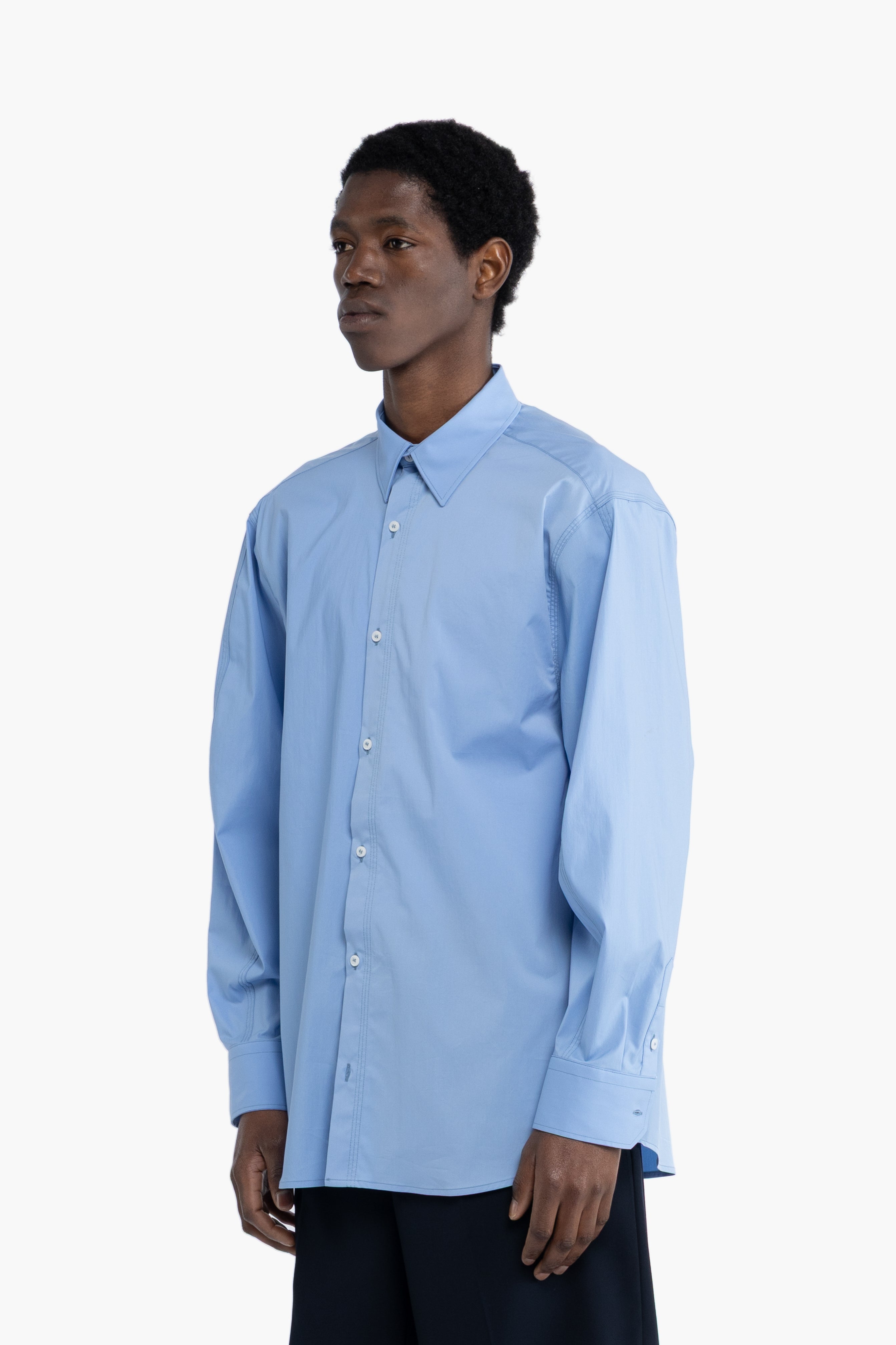 Camicia oversize in cotone - Celeste