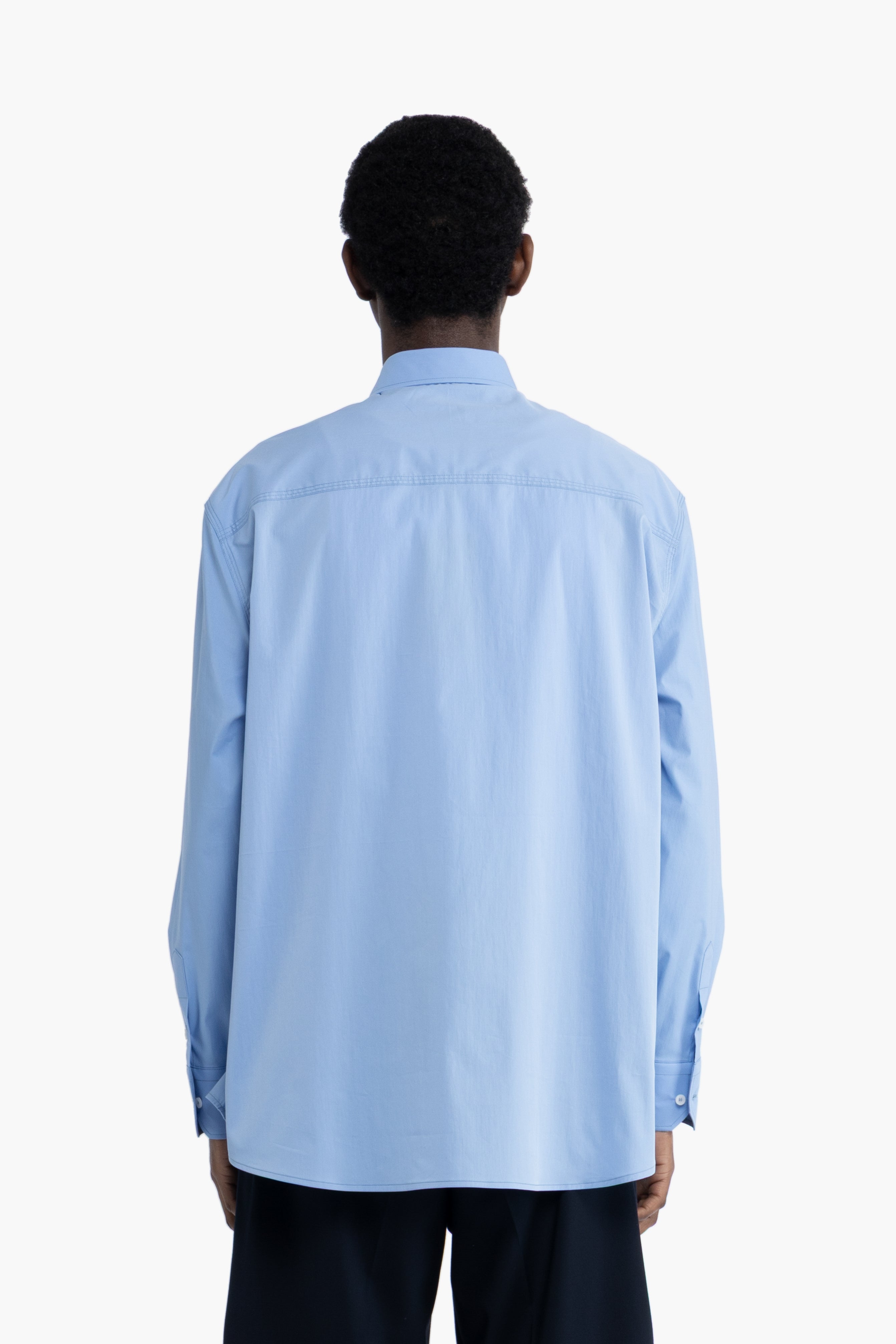 Camicia oversize in cotone - Celeste