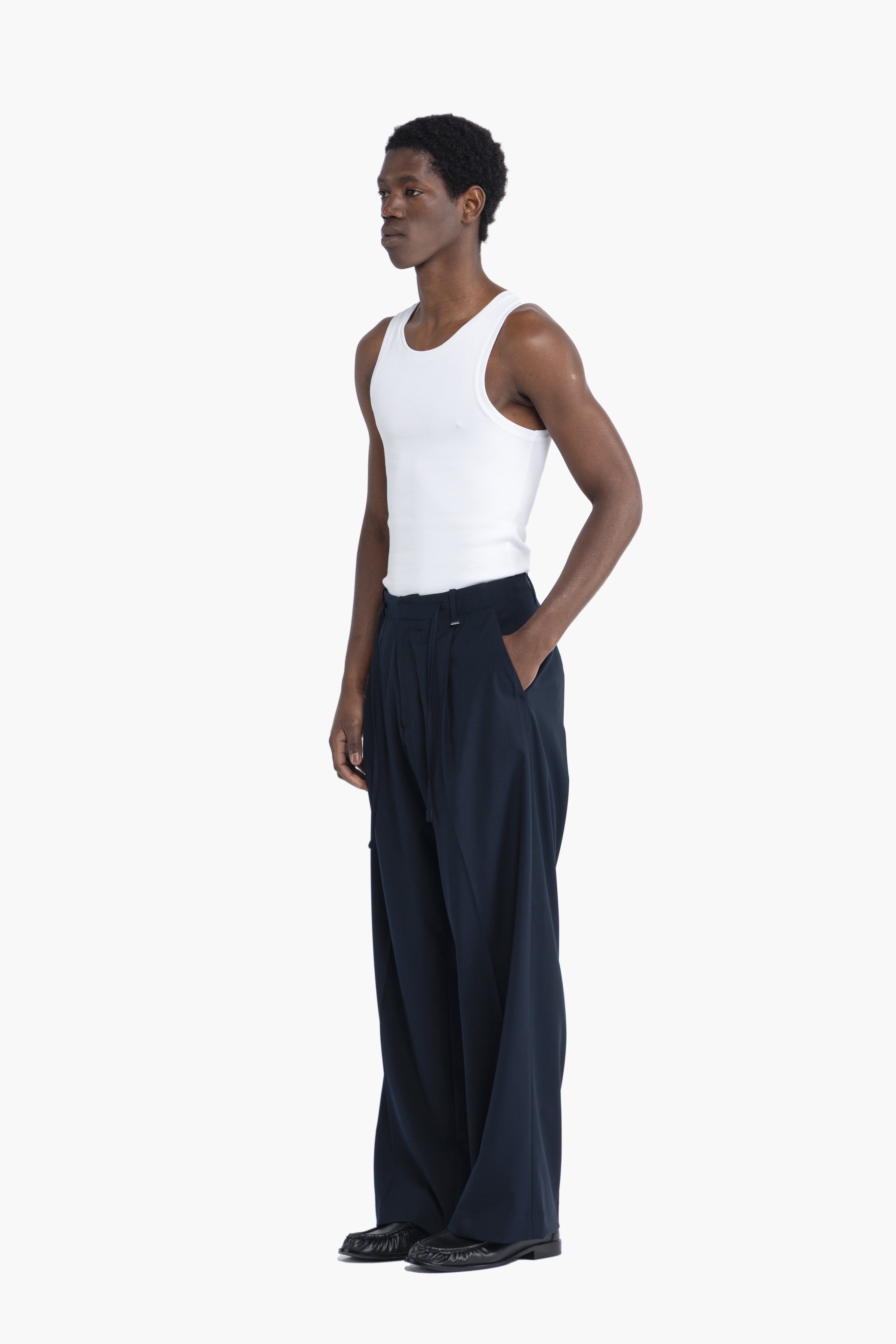 Pantalone con coulisse fondo molto ampio - Blu