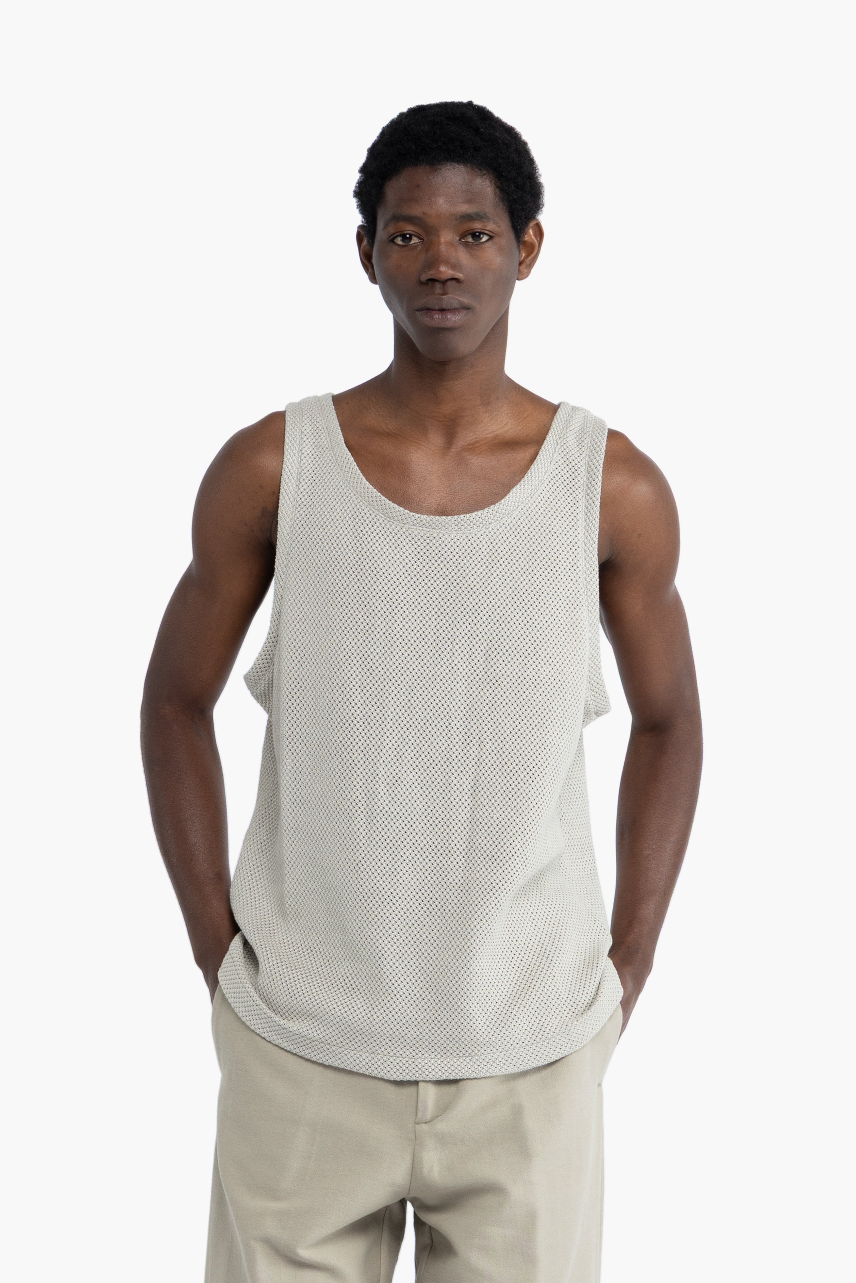 Canotta traforata in cotone - Verde