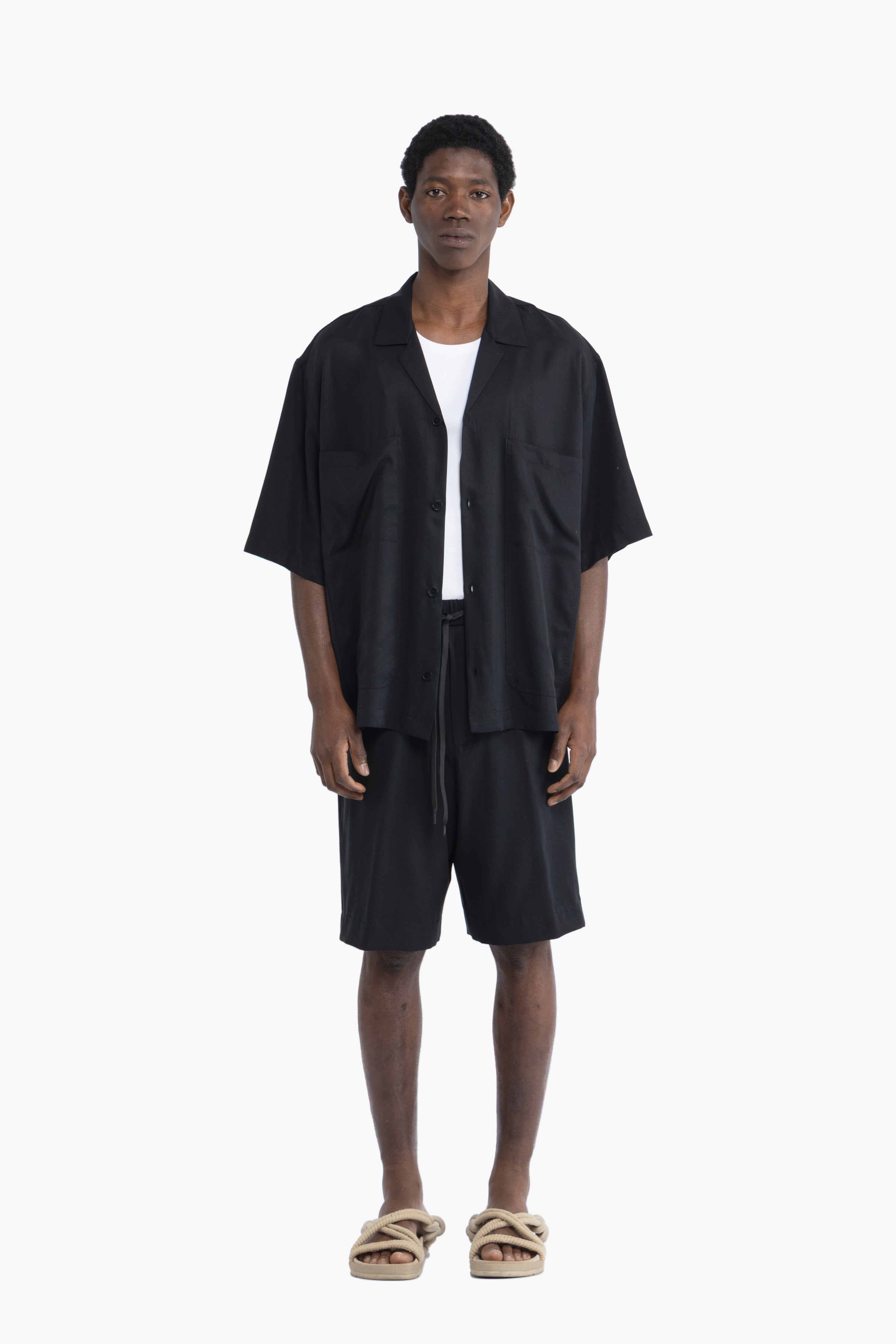 Camicia morbida in lyocell - Nero