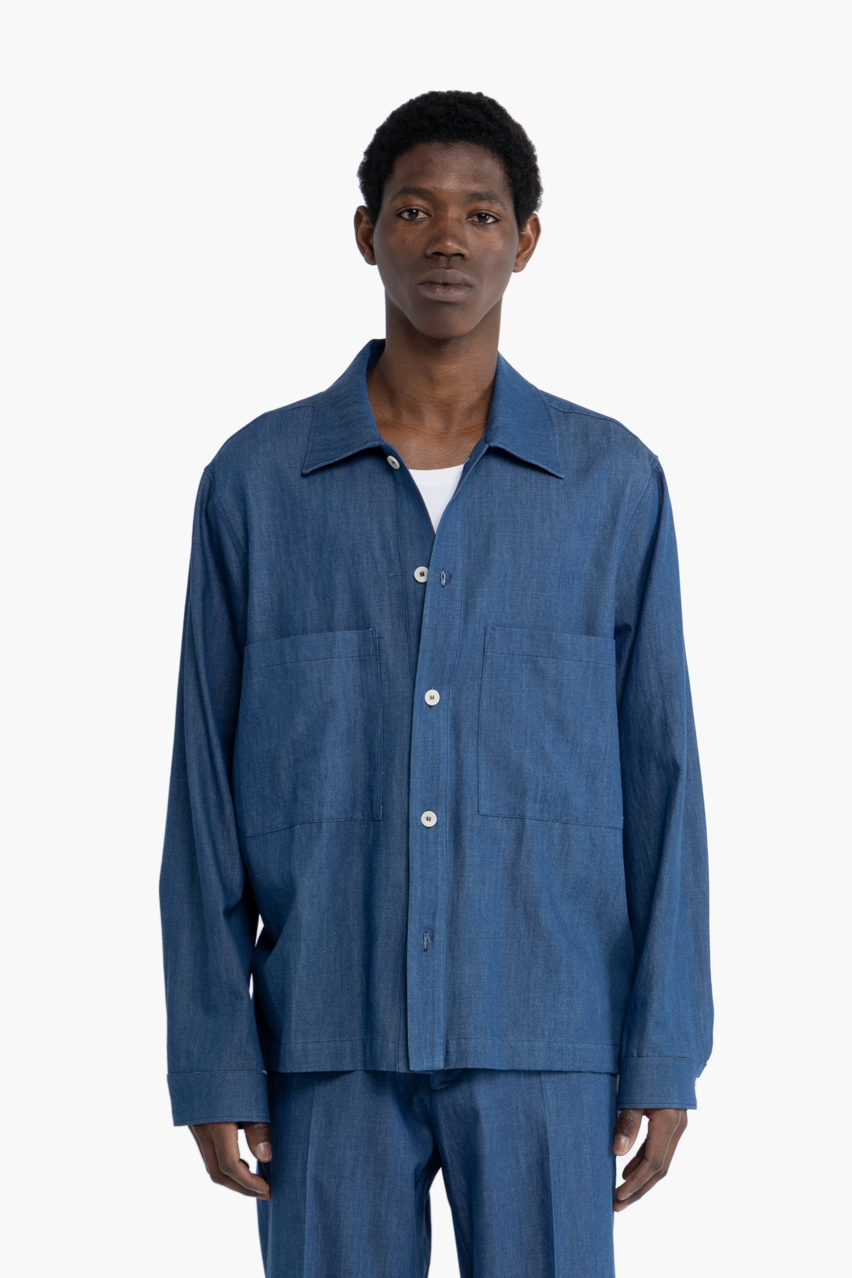 Camicia in cotone effetto denim