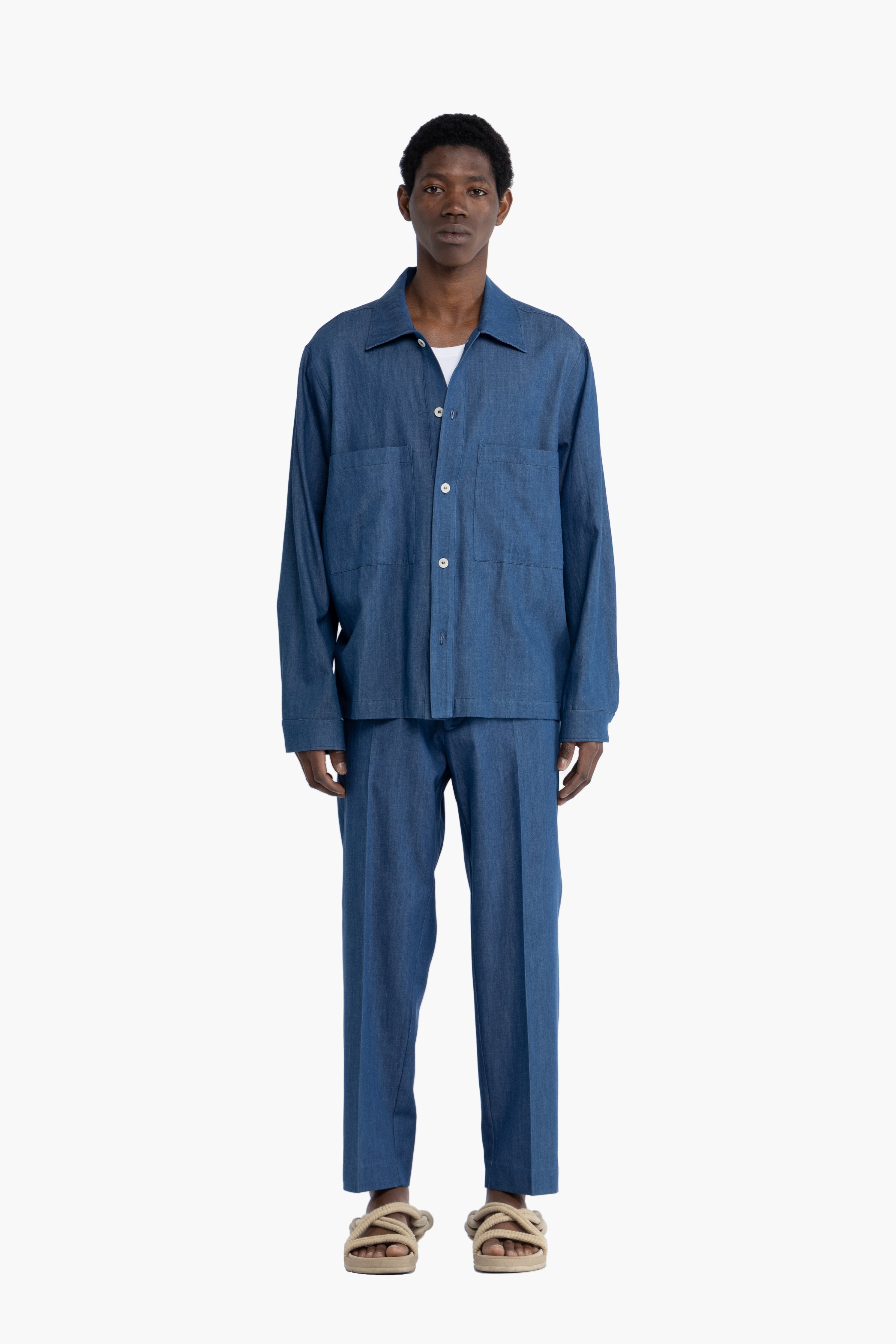 Camicia in cotone effetto denim