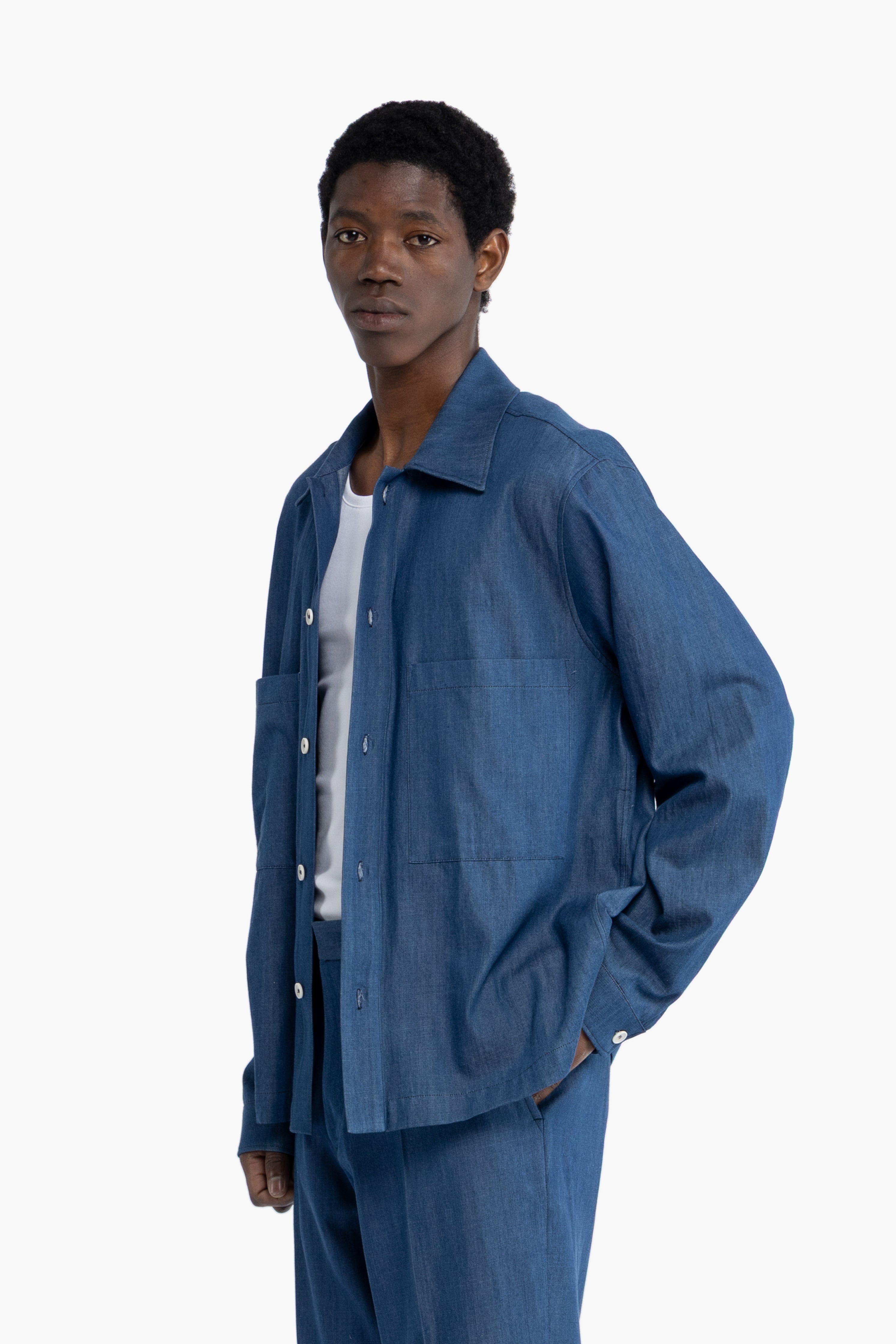 Camicia in cotone effetto denim