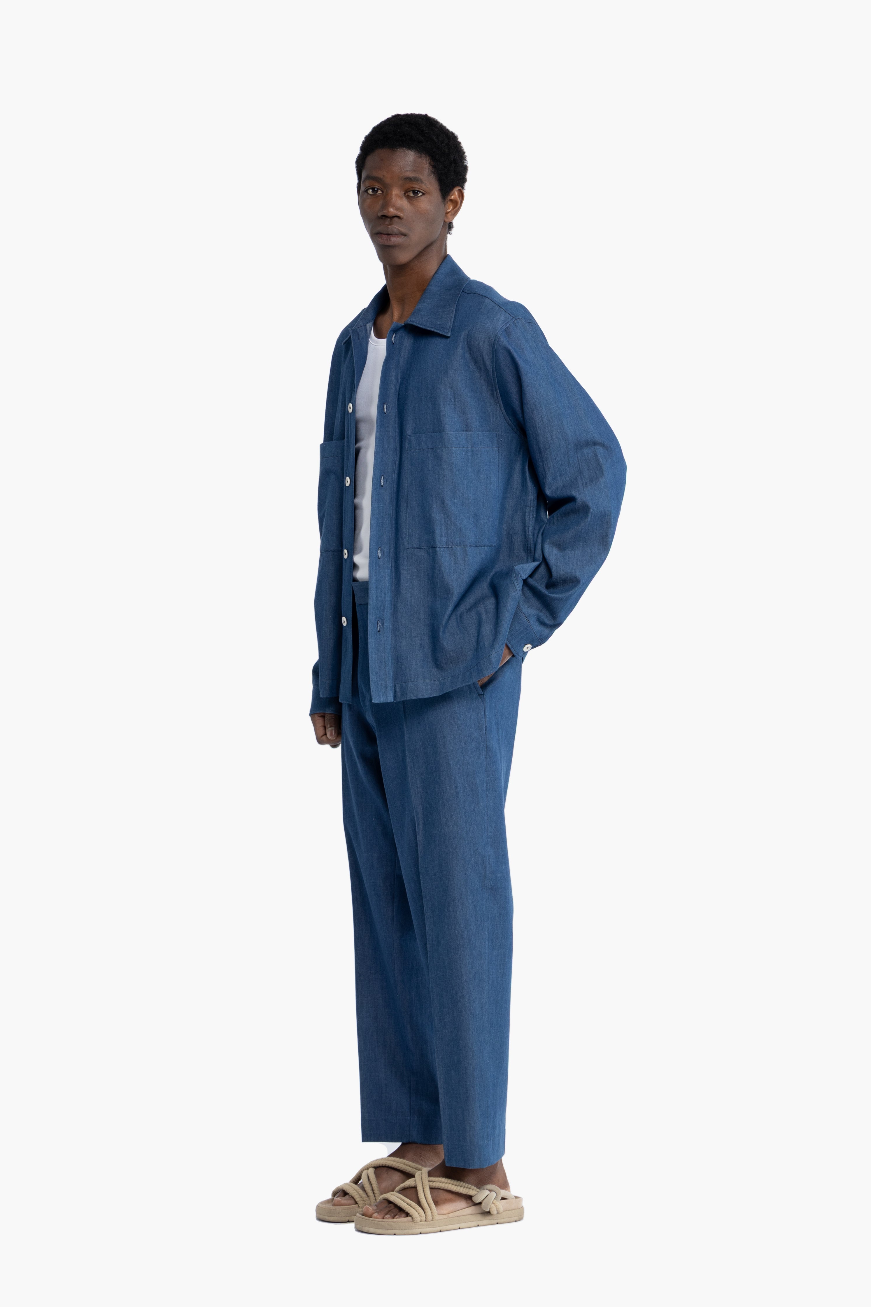 Camicia in cotone effetto denim