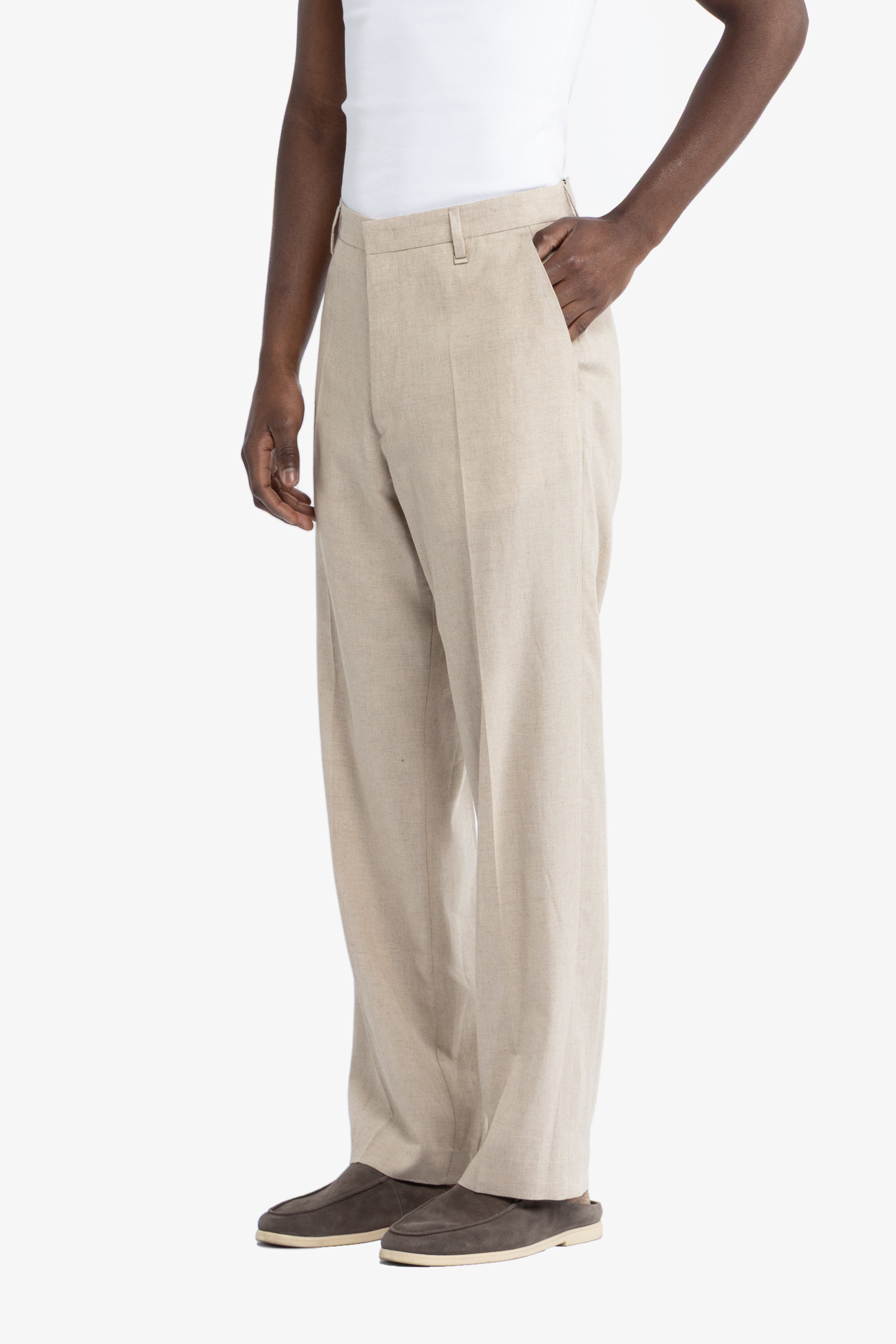 Pantaloni tasca america in lino - Beige