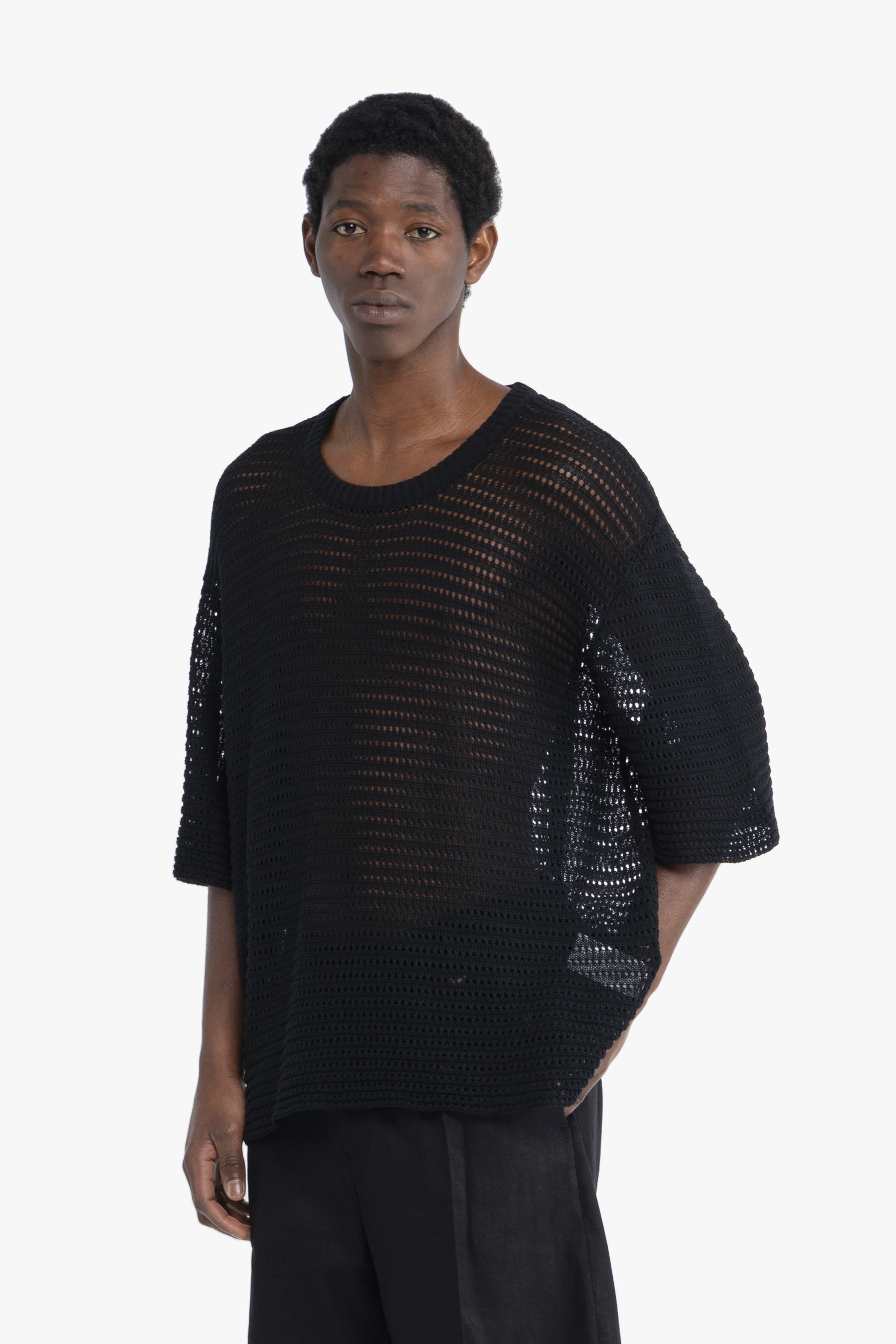 Maglia crochet oversize - Nero