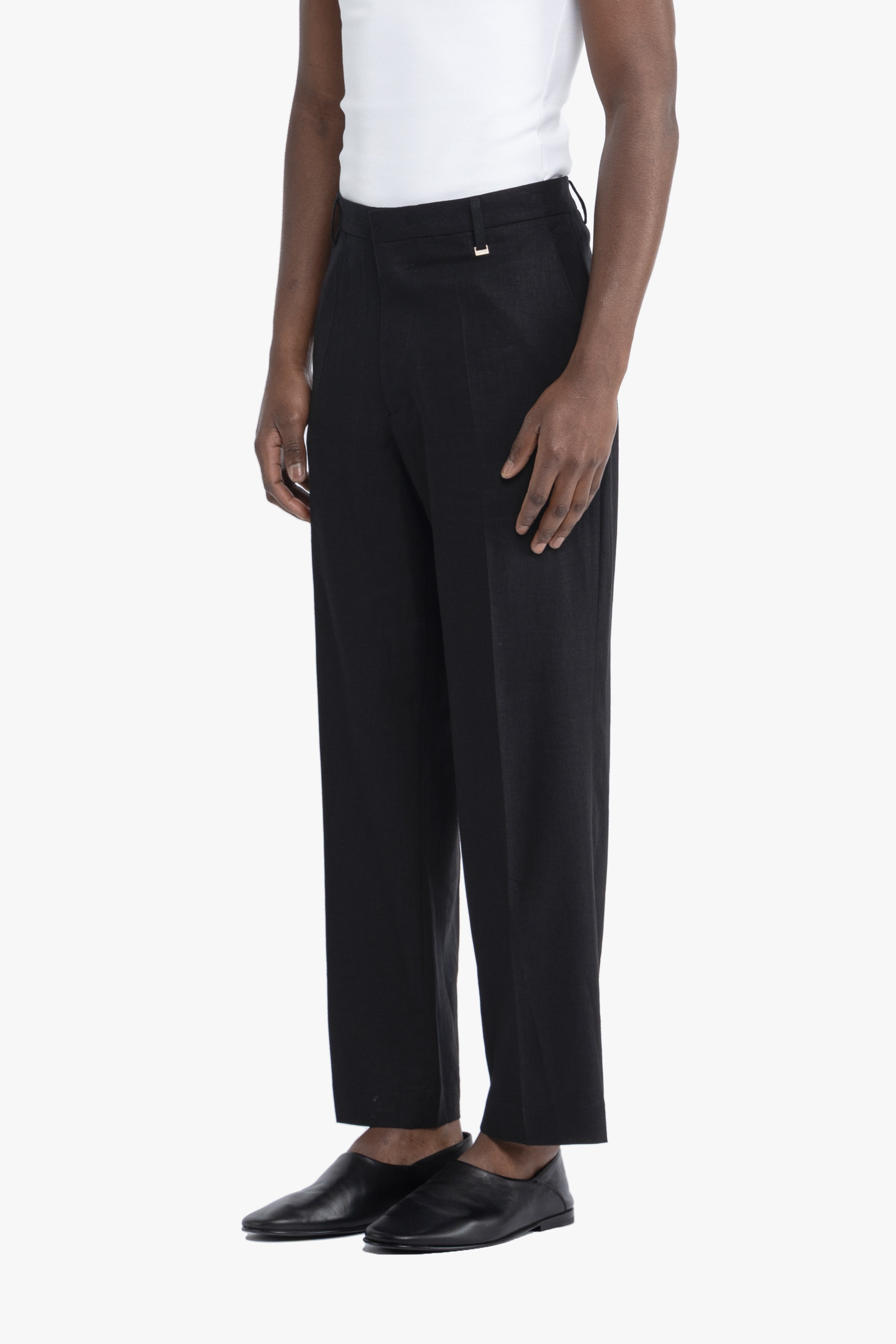 Pantalone tasca america in lino - Nero