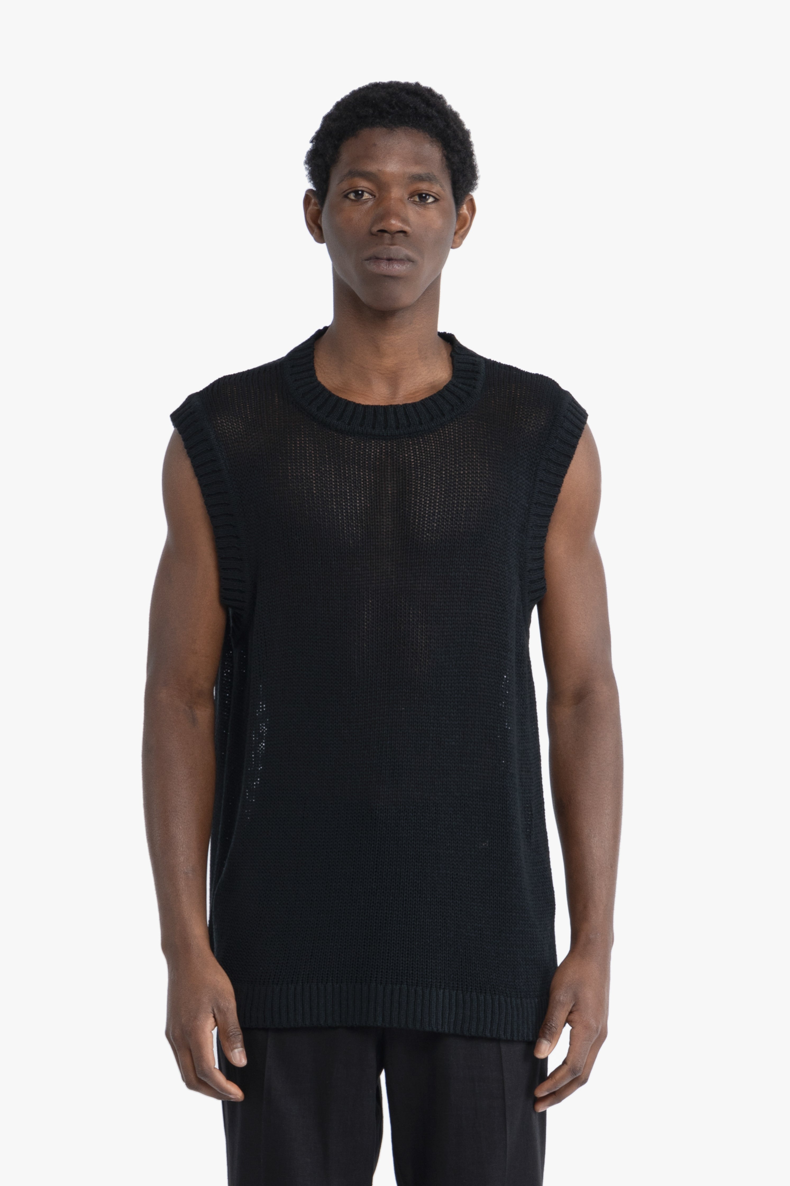 Smanicato in maglia - Nero