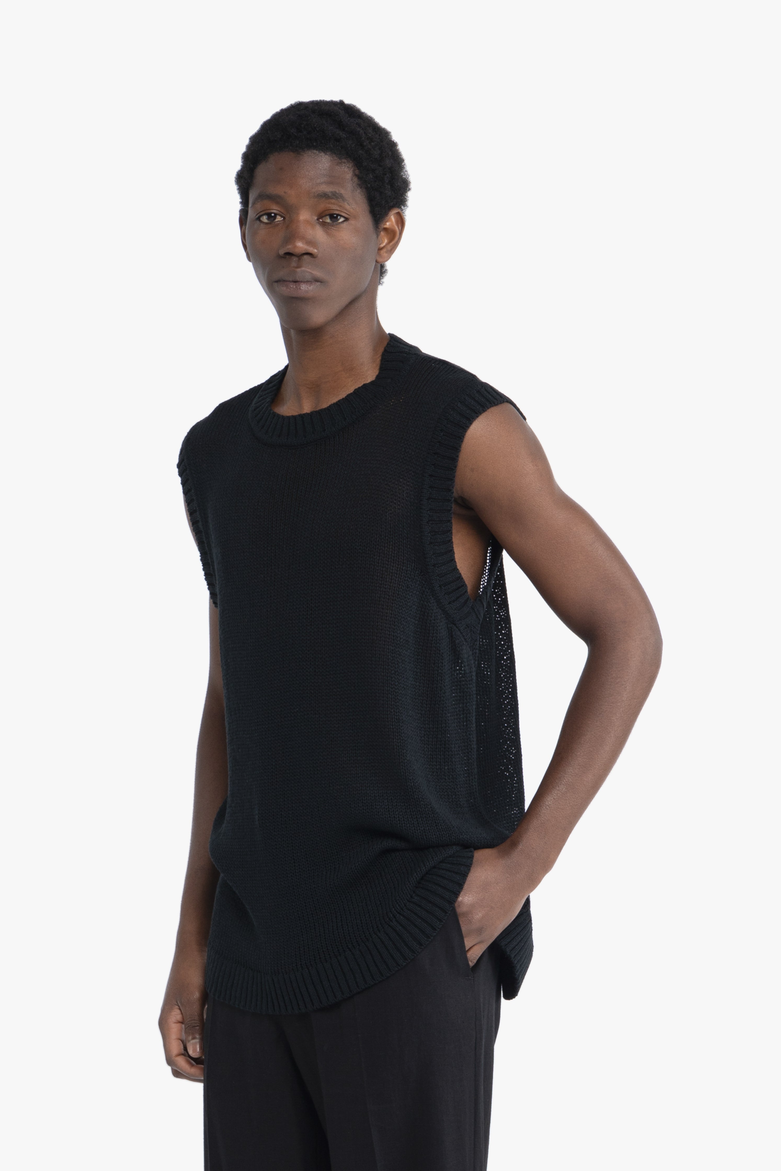 Smanicato in maglia - Nero