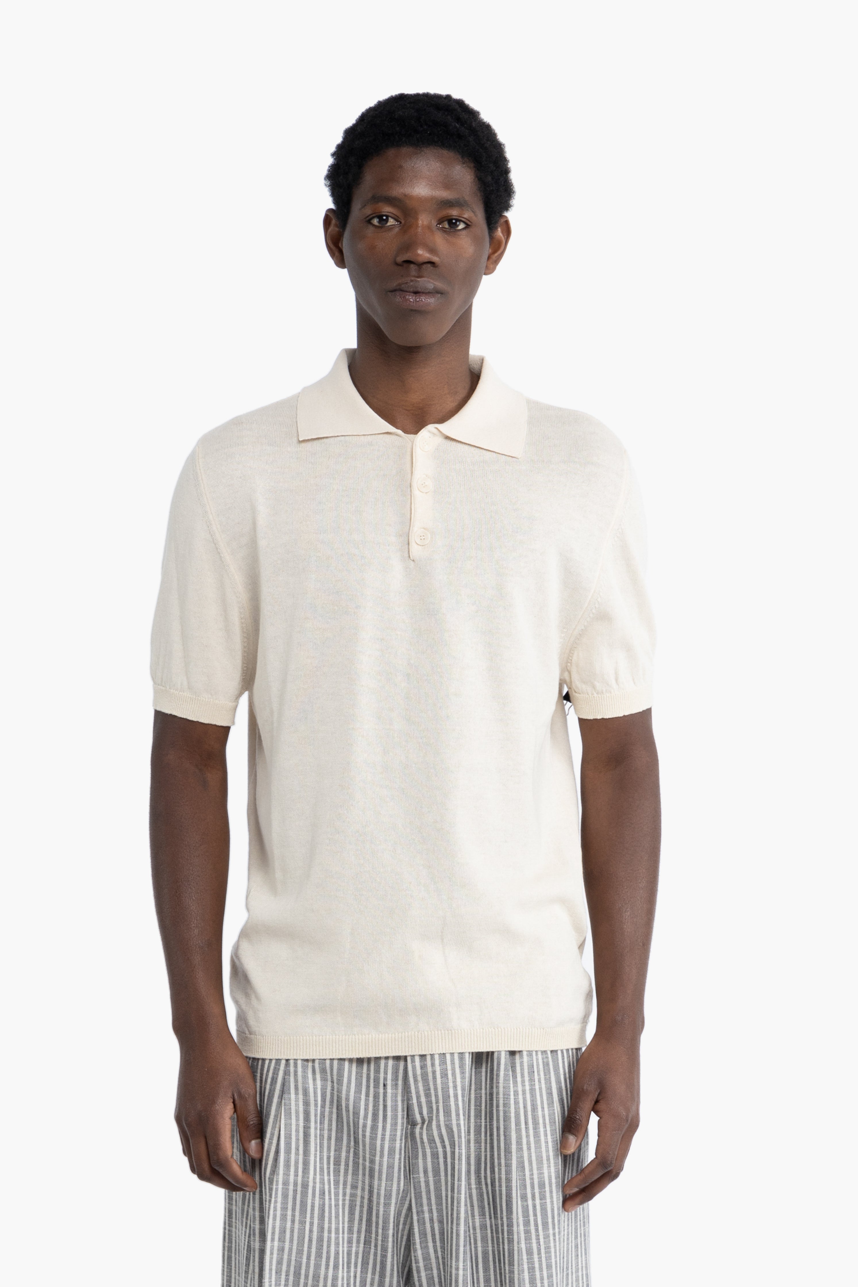 Polo in filo di cotone - Panna