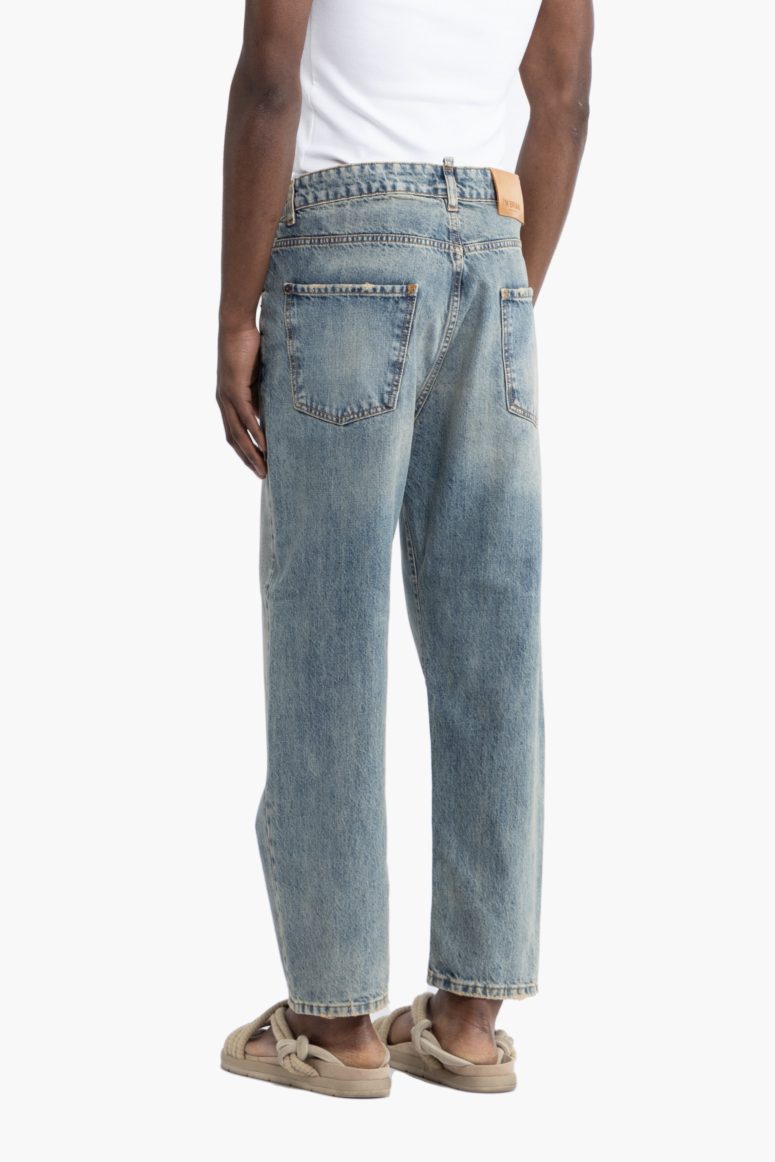 Jeans crop fit effetto slavato