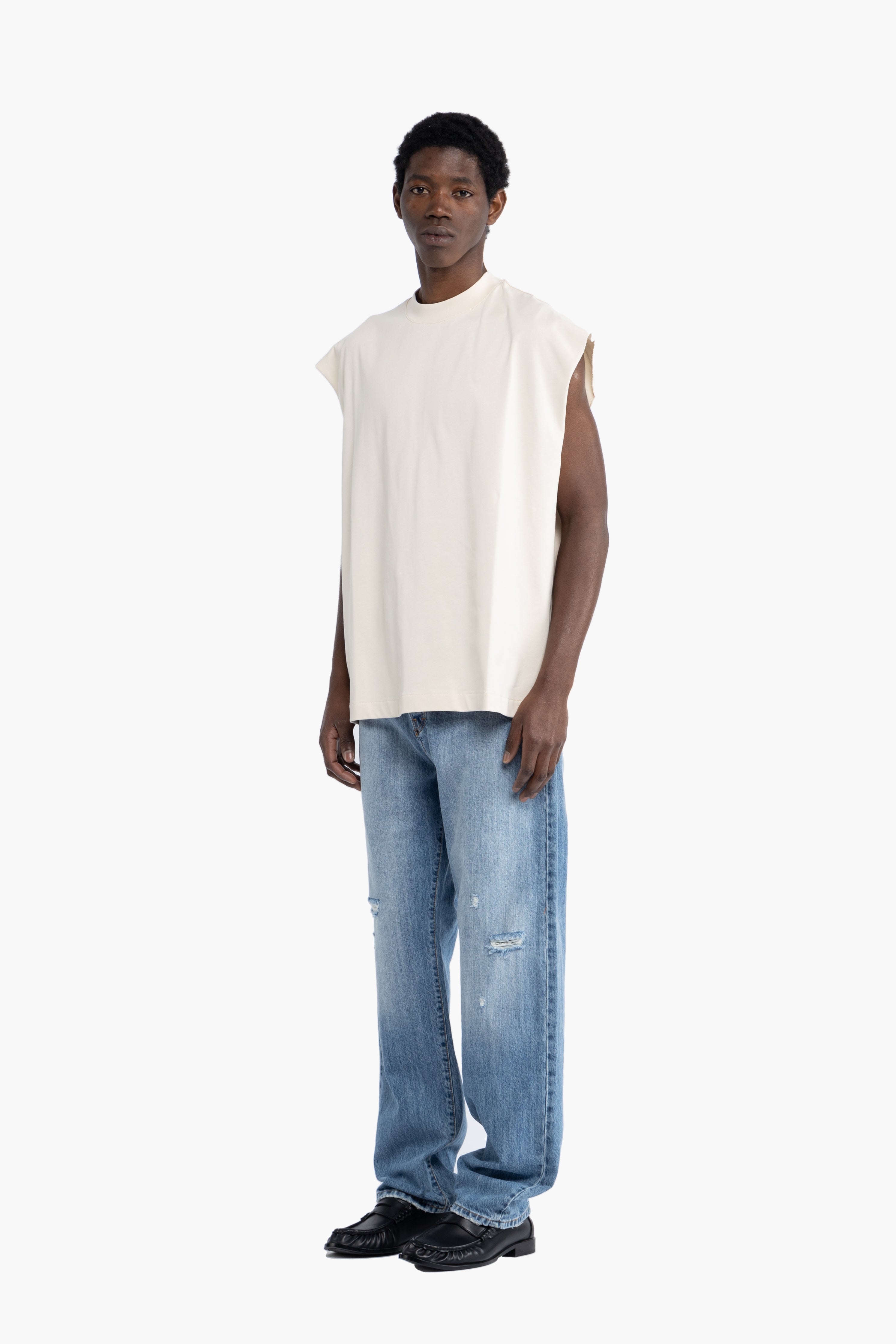 Canotta smanicata oversize - Panna