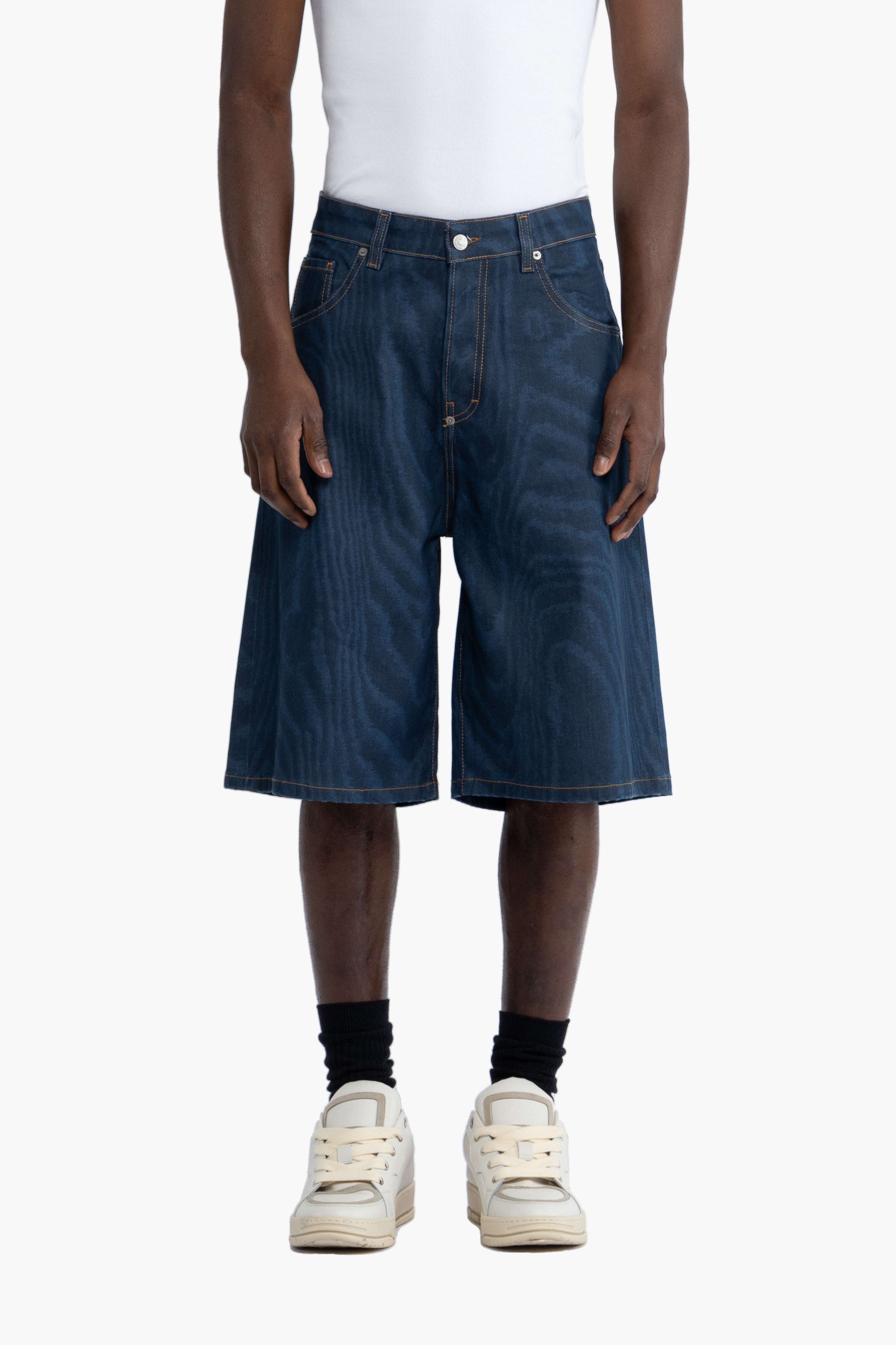 Bermuda in cotone denim stampato