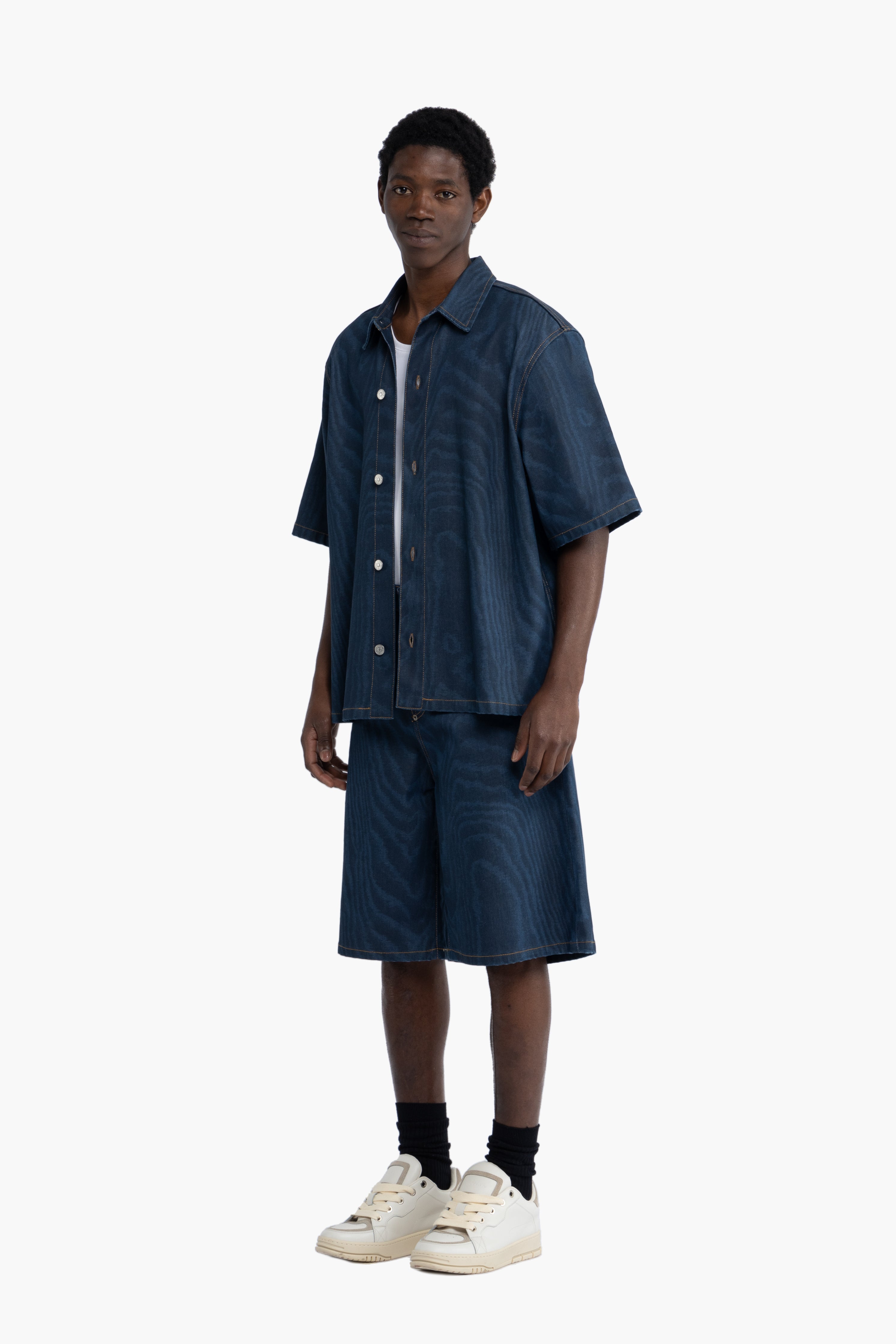 Bermuda in cotone denim stampato