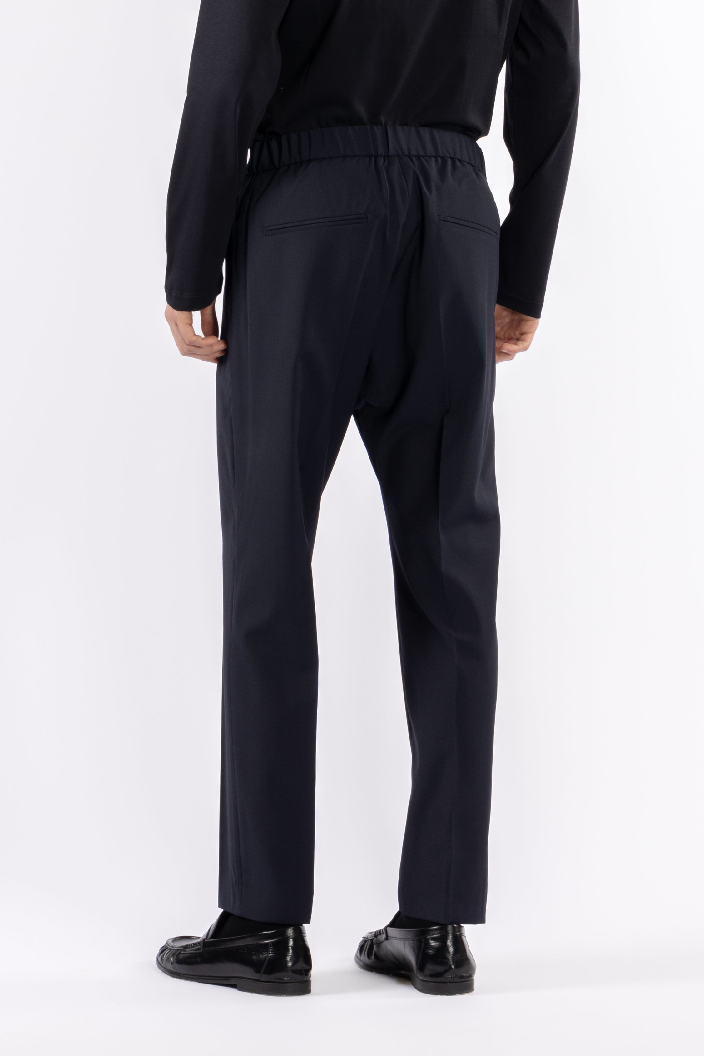 Pantalone con elastico retro in misto lana - Blu