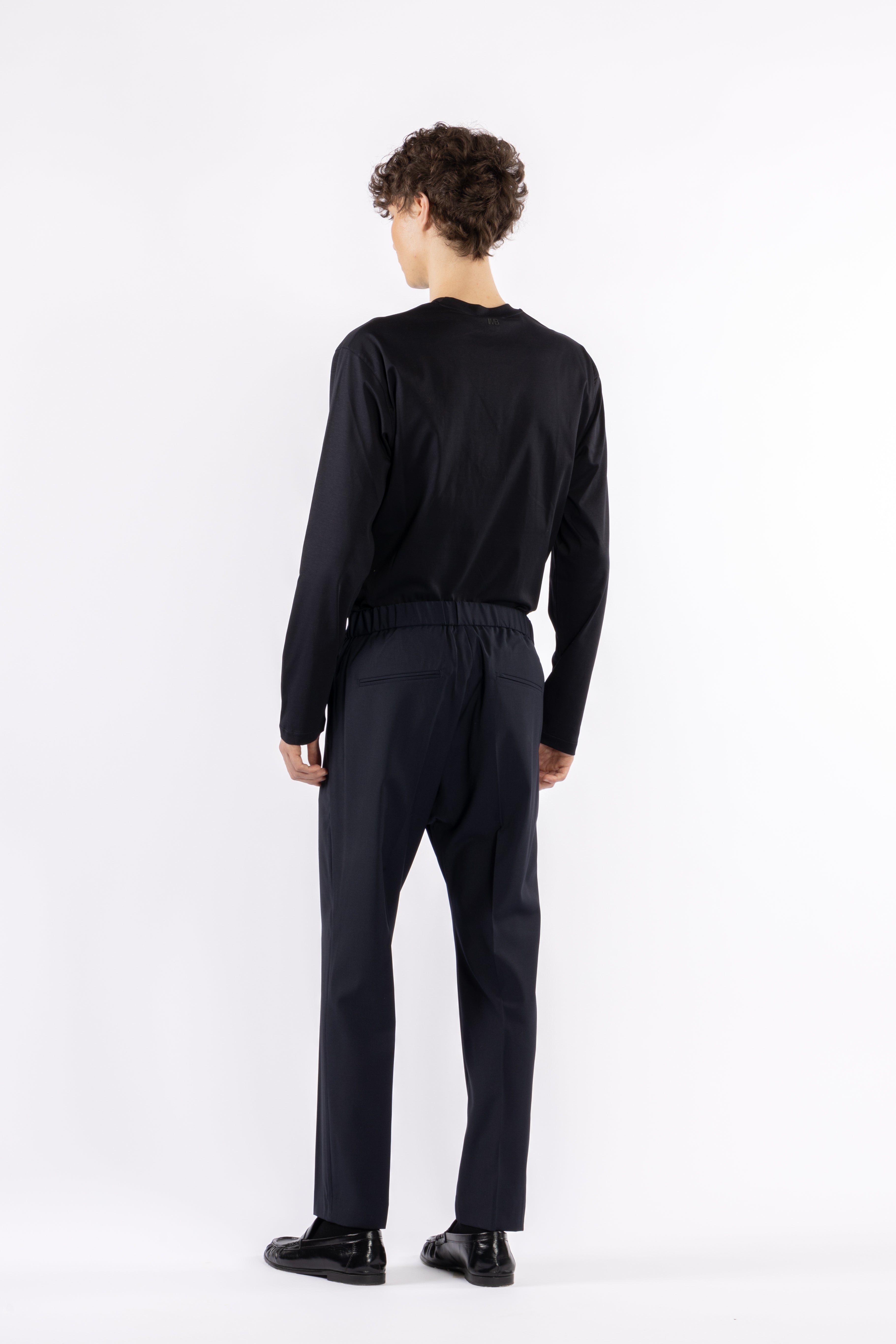 Pantalone con elastico retro in misto lana - Blu