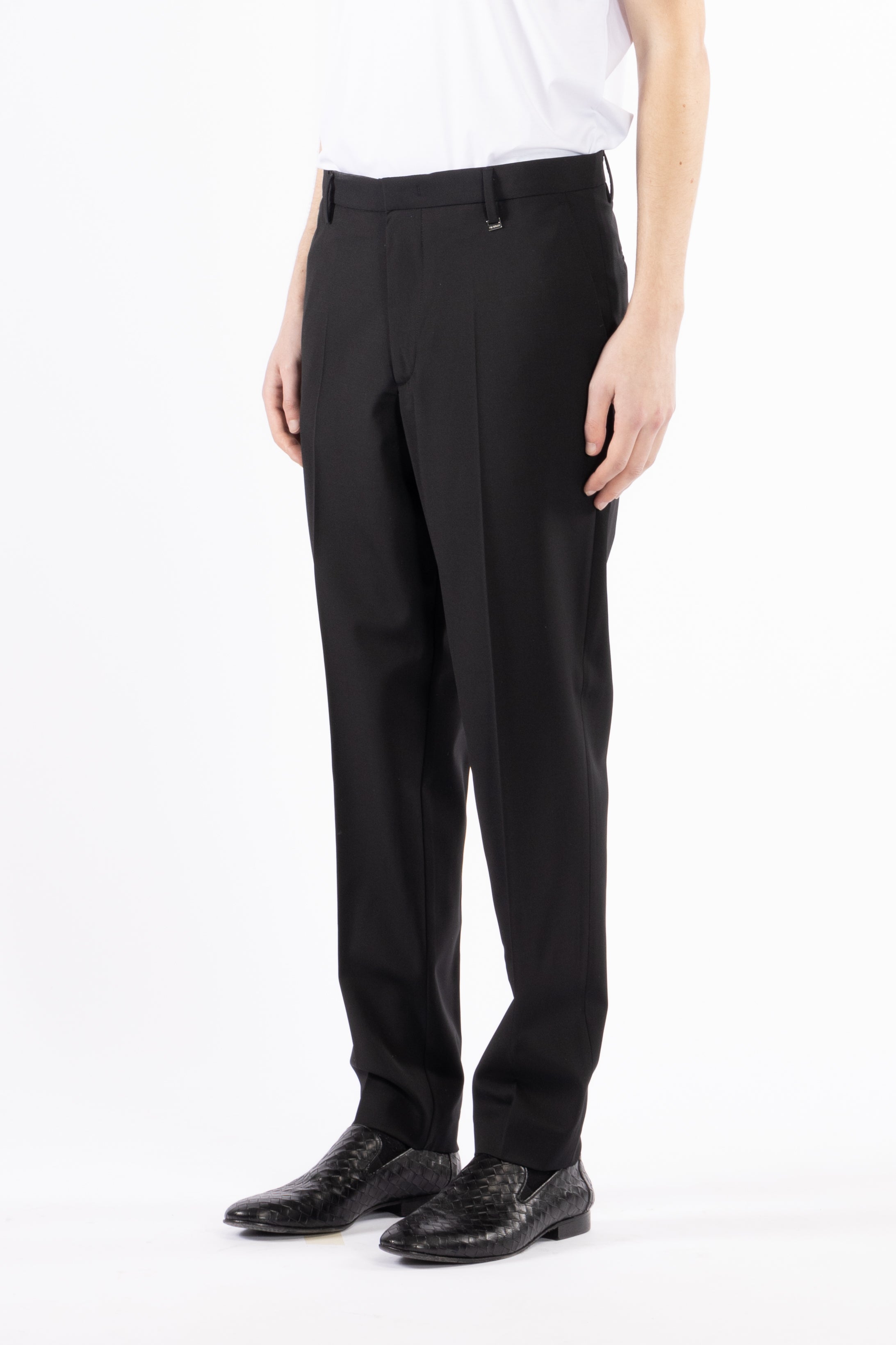 Pantalone regolare in misto lana - Nero