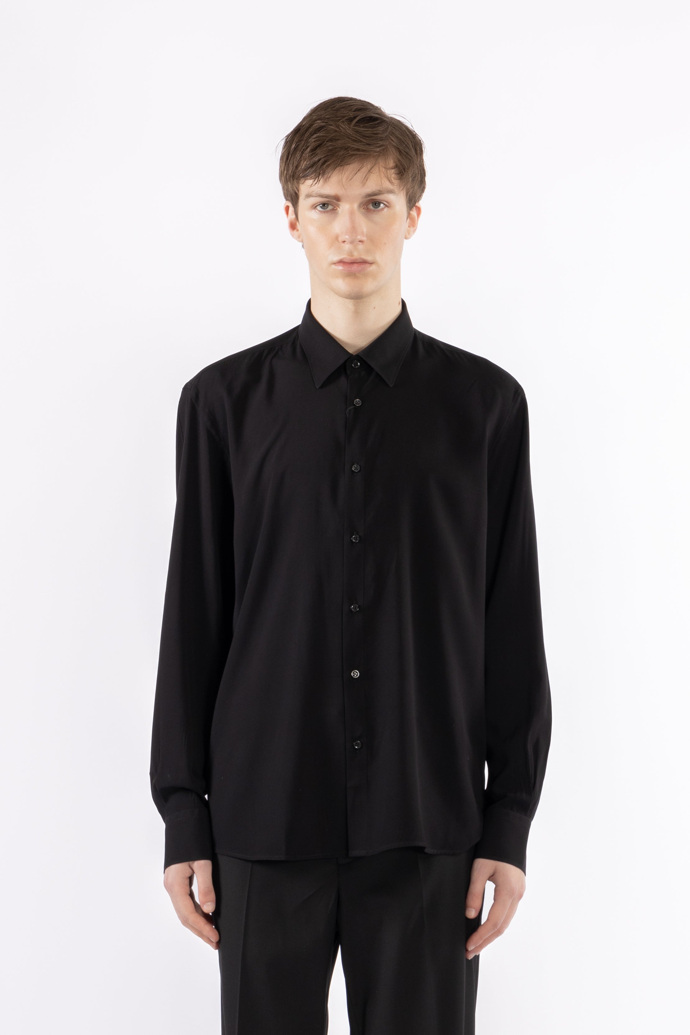 Camicia morbida in viscosa - Nero