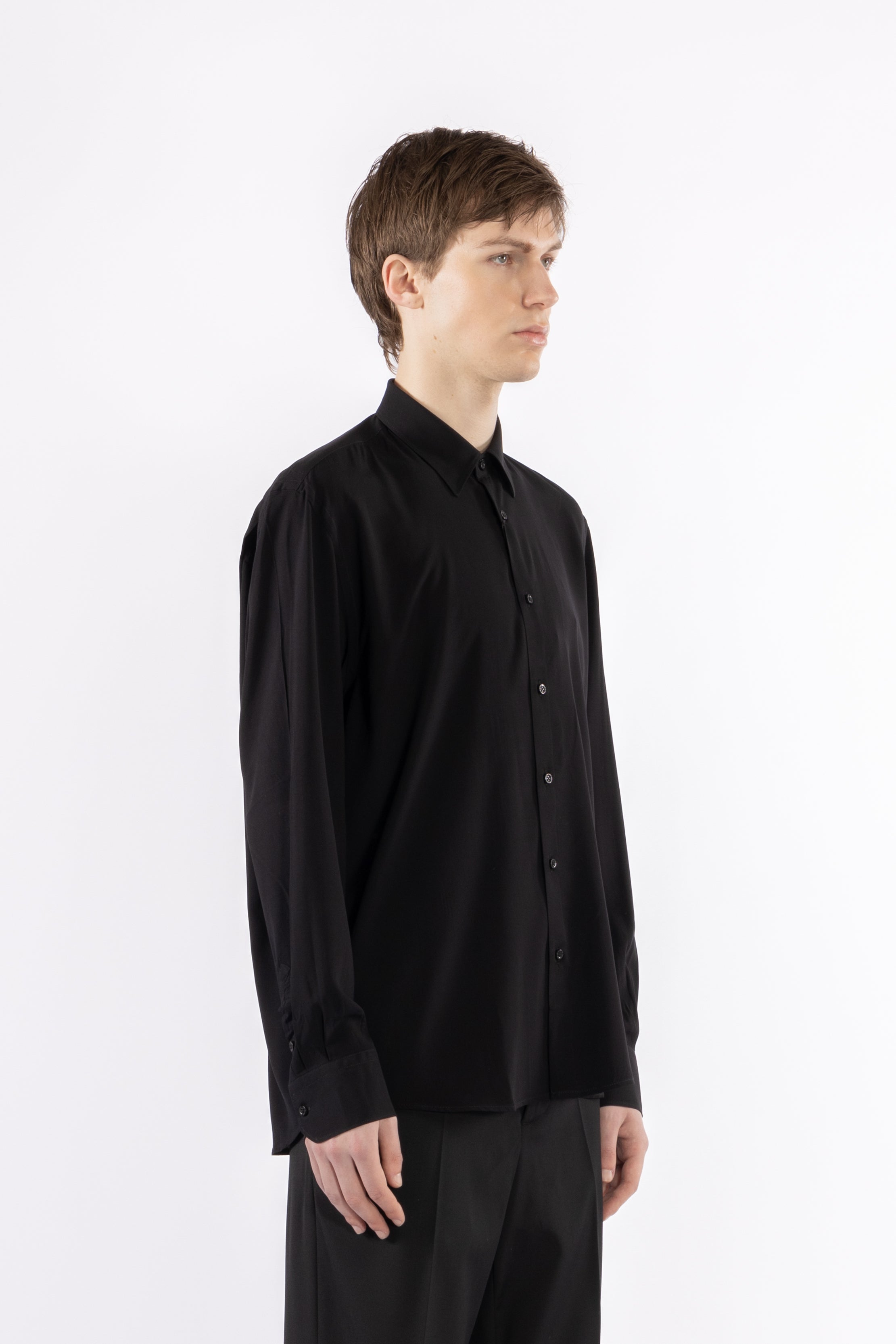 Camicia morbida in viscosa - Nero