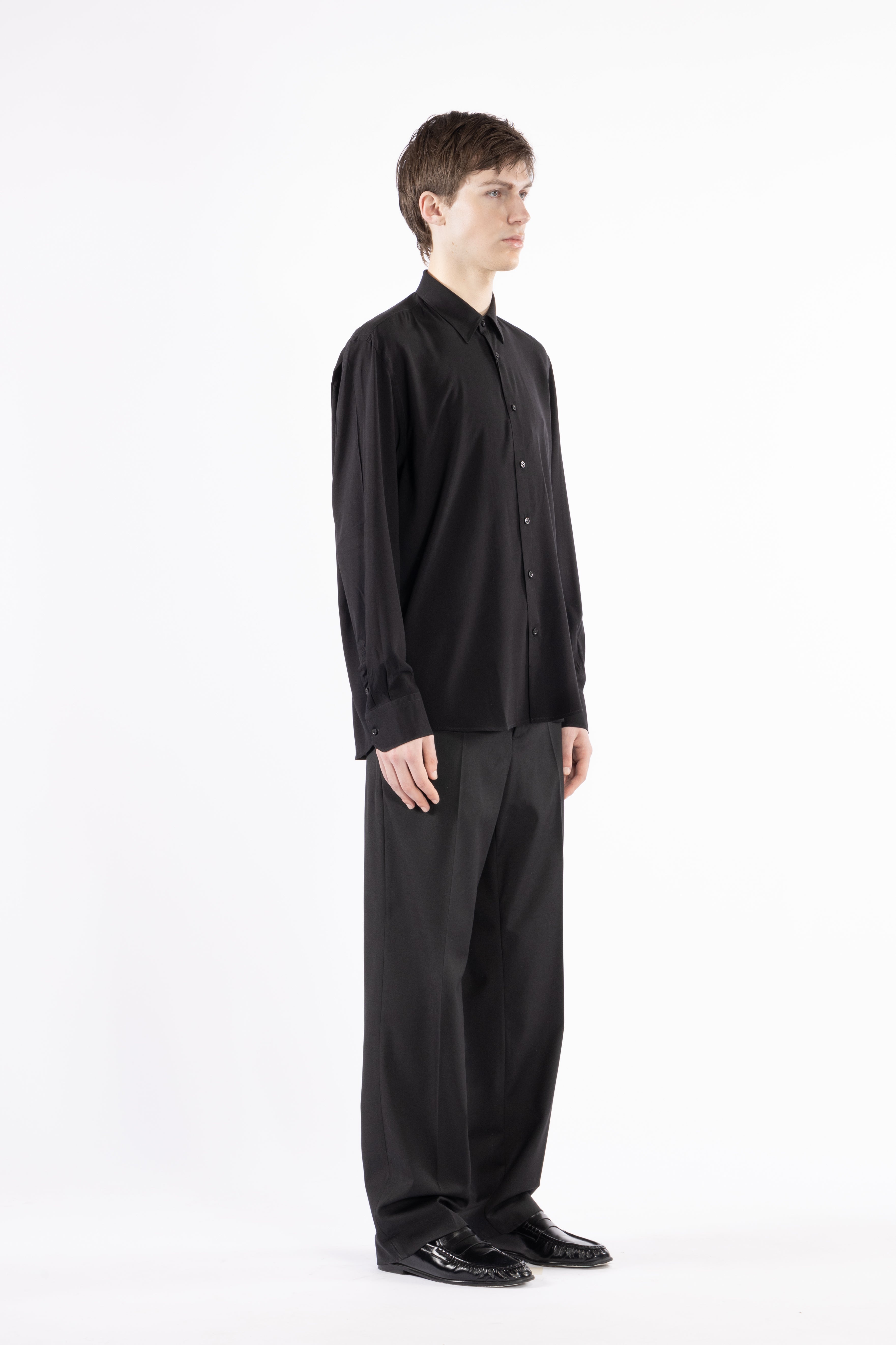 Camicia morbida in viscosa - Nero