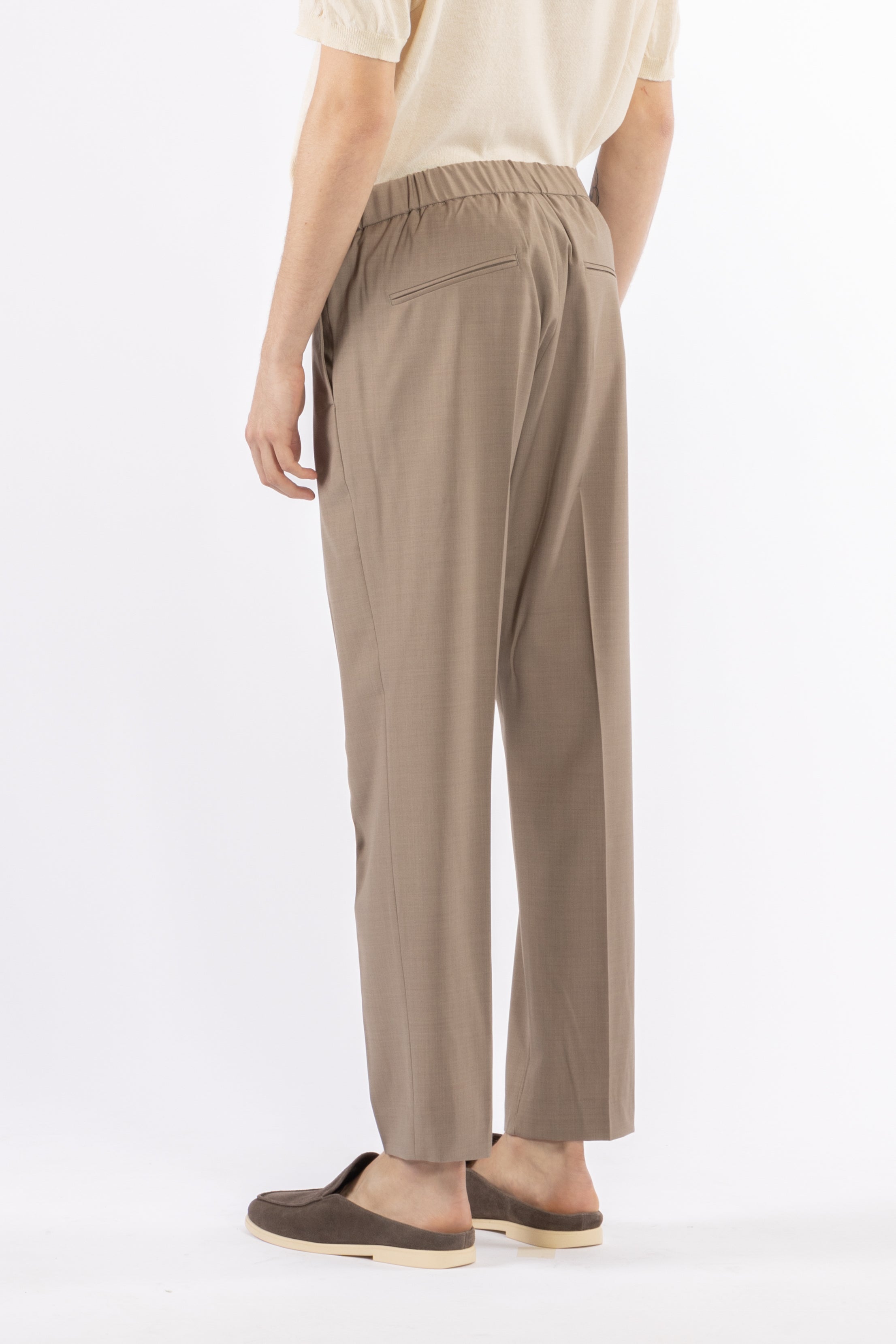 Pantalone con elastico retro in misto lana - Taupe