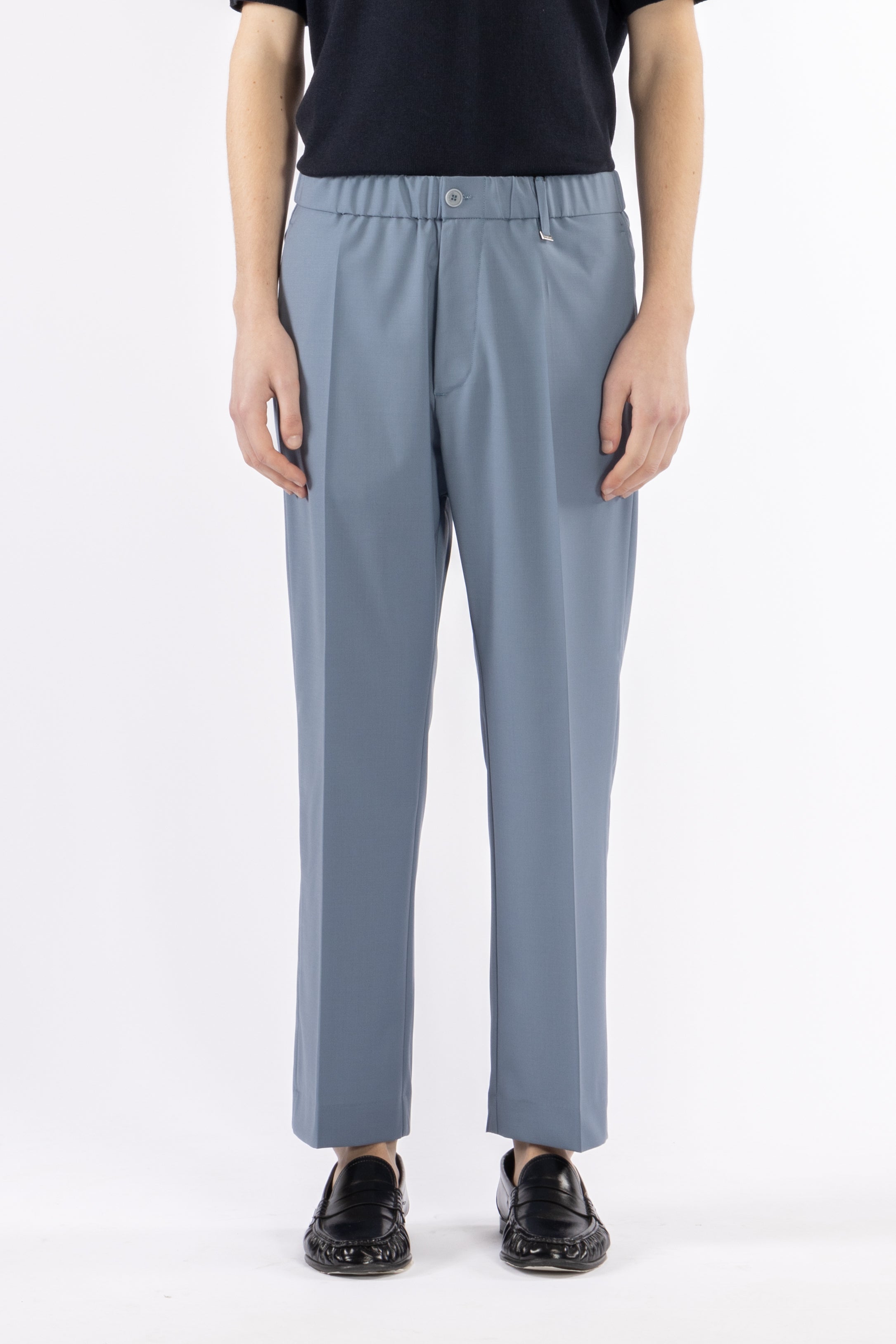 Pantalone con elastico in misto lana - Indaco