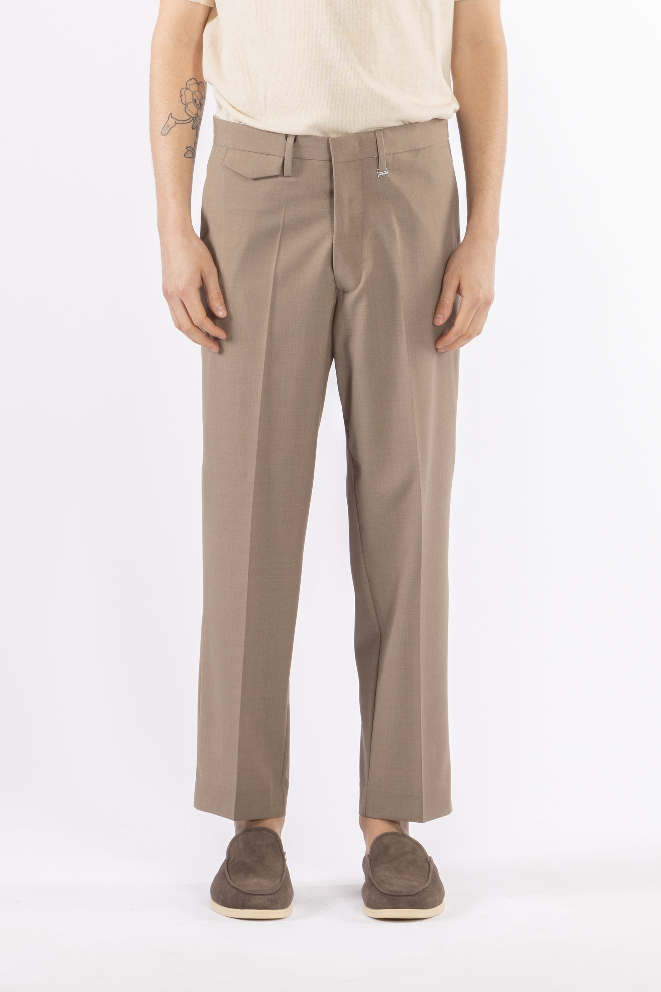 Pantalone regolare in misto lana - Taupe