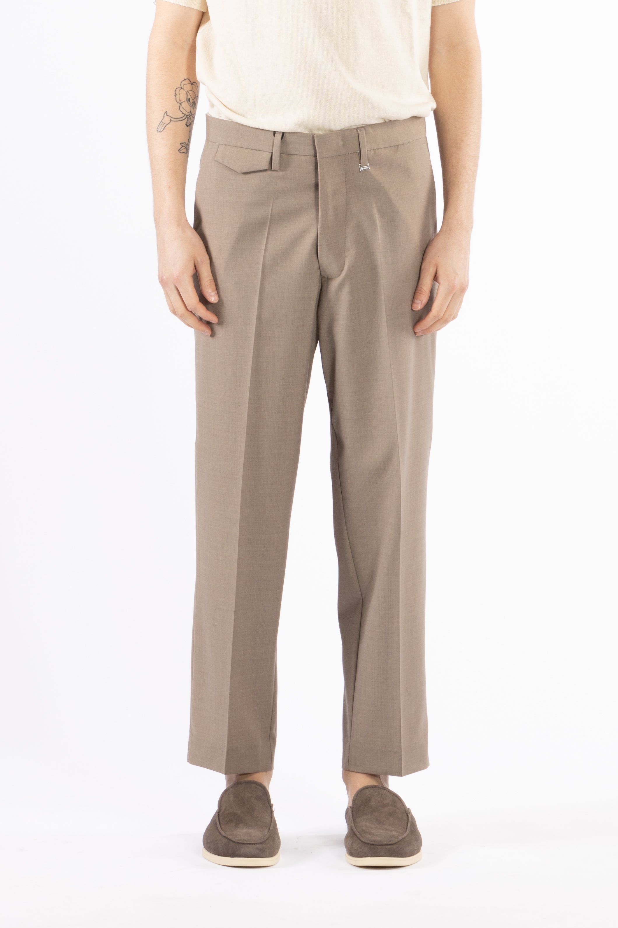 Pantalone regolare in misto lana - Taupe